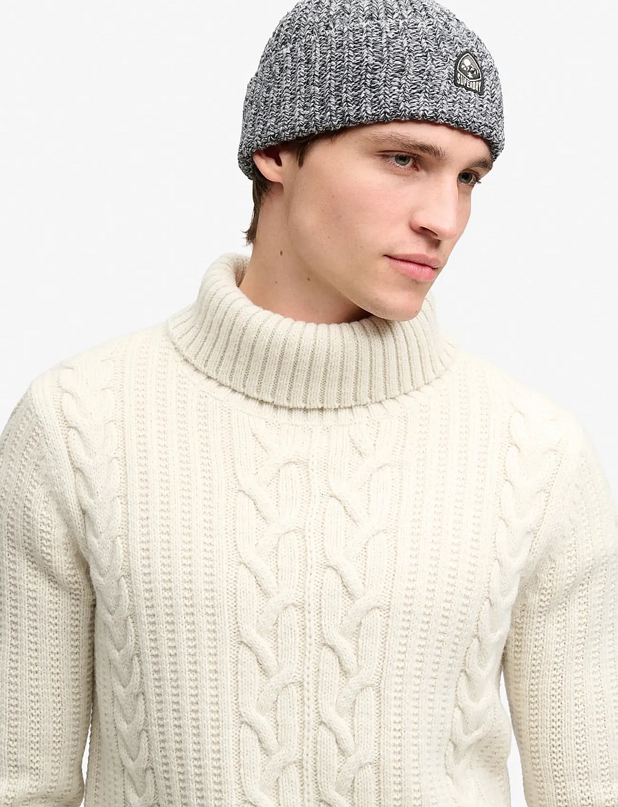 Superdry - TWIST OUTDOORS KNITTED BEANIE - beanies - charcoal twist - 0