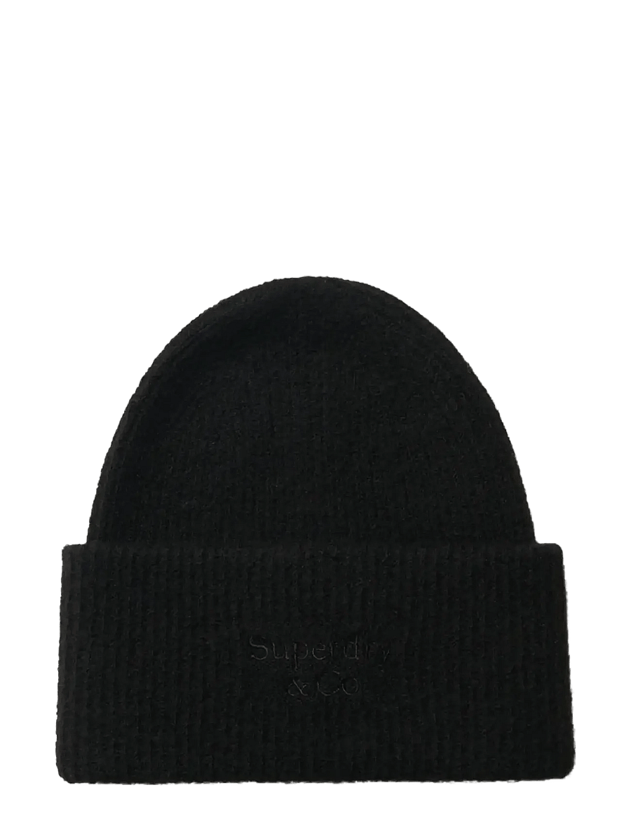 Superdry - HERITAGE RIB KNIT BEANIE HAT - hattar - black - 1