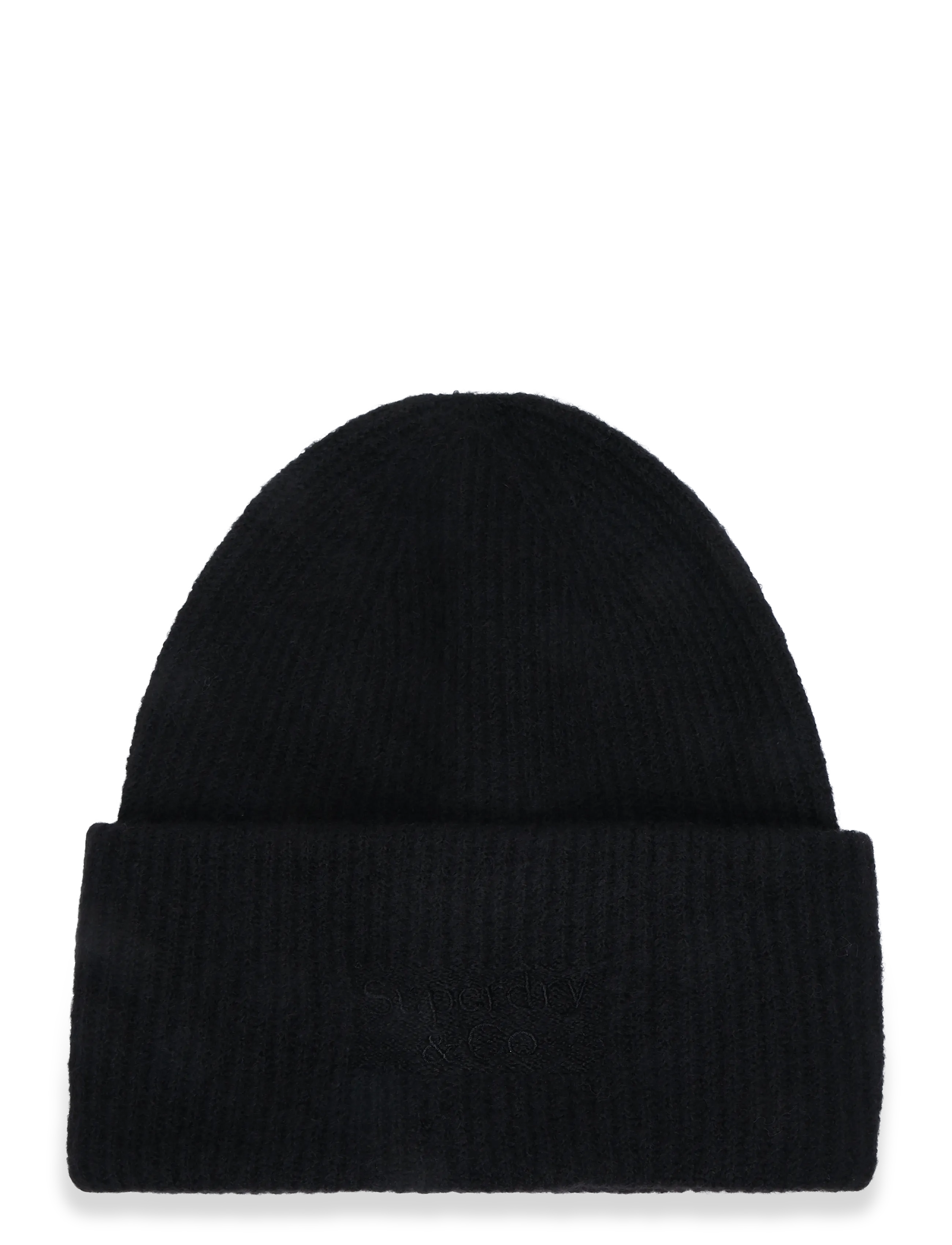 Superdry HERITAGE RIB KNIT BEANIE HAT - Beanies & Gloves - BLACK / black