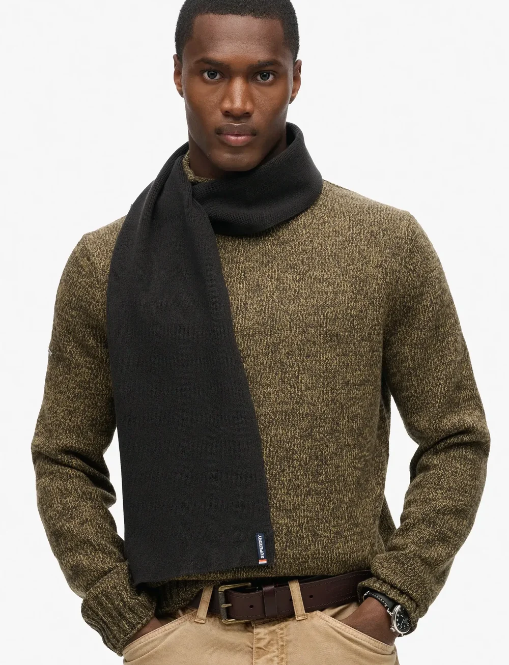 Superdry - ESSENTIAL LOGO KNITTED SCARF - halsdukar - black - 0