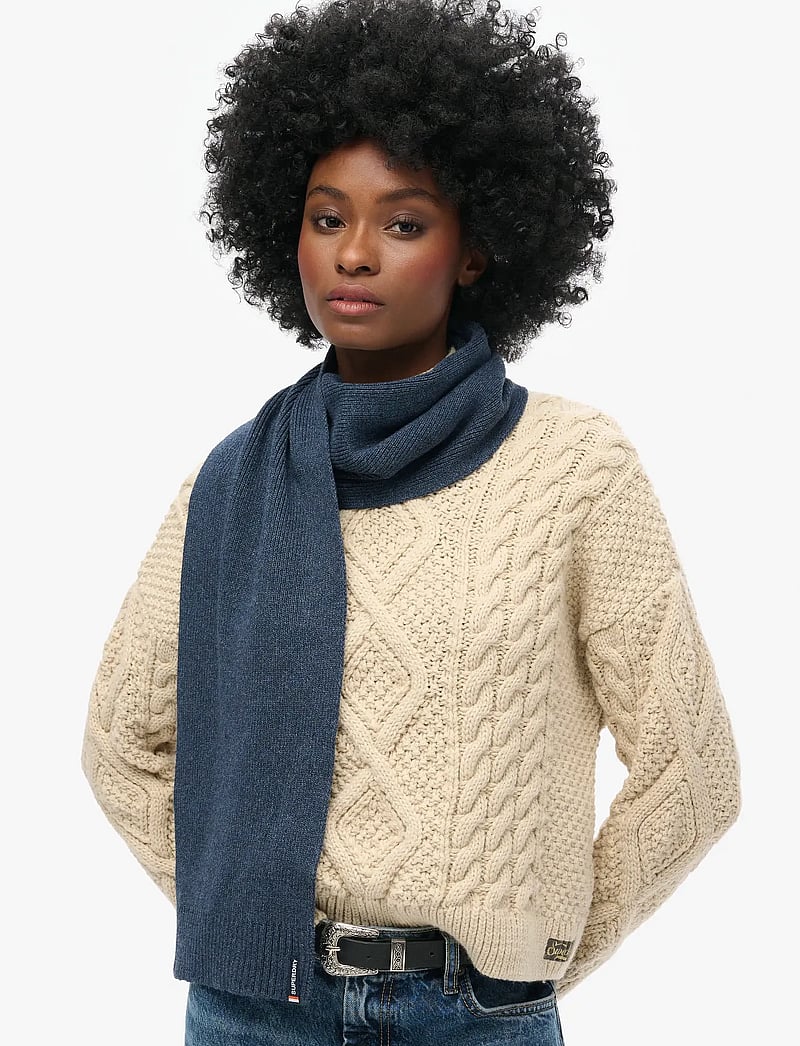 Superdry - ESSENTIAL LOGO KNITTED SCARF - talvesallid - richest navy marl - 2