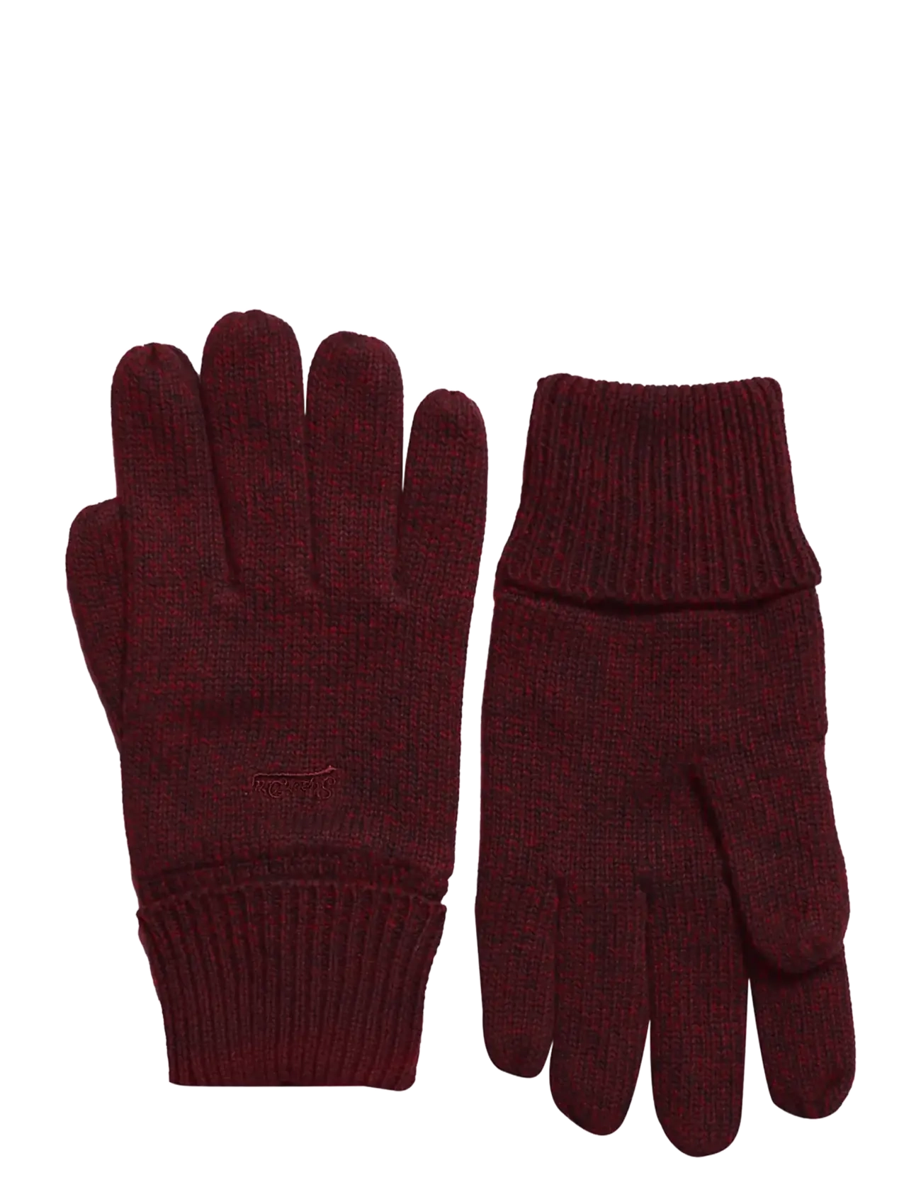 Superdry KNITTED LOGO GLOVES - Tilbehør - DARK RED GRIT / burgundy