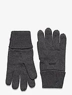 KNITTED LOGO GLOVES - RICH CHARCOAL MARL