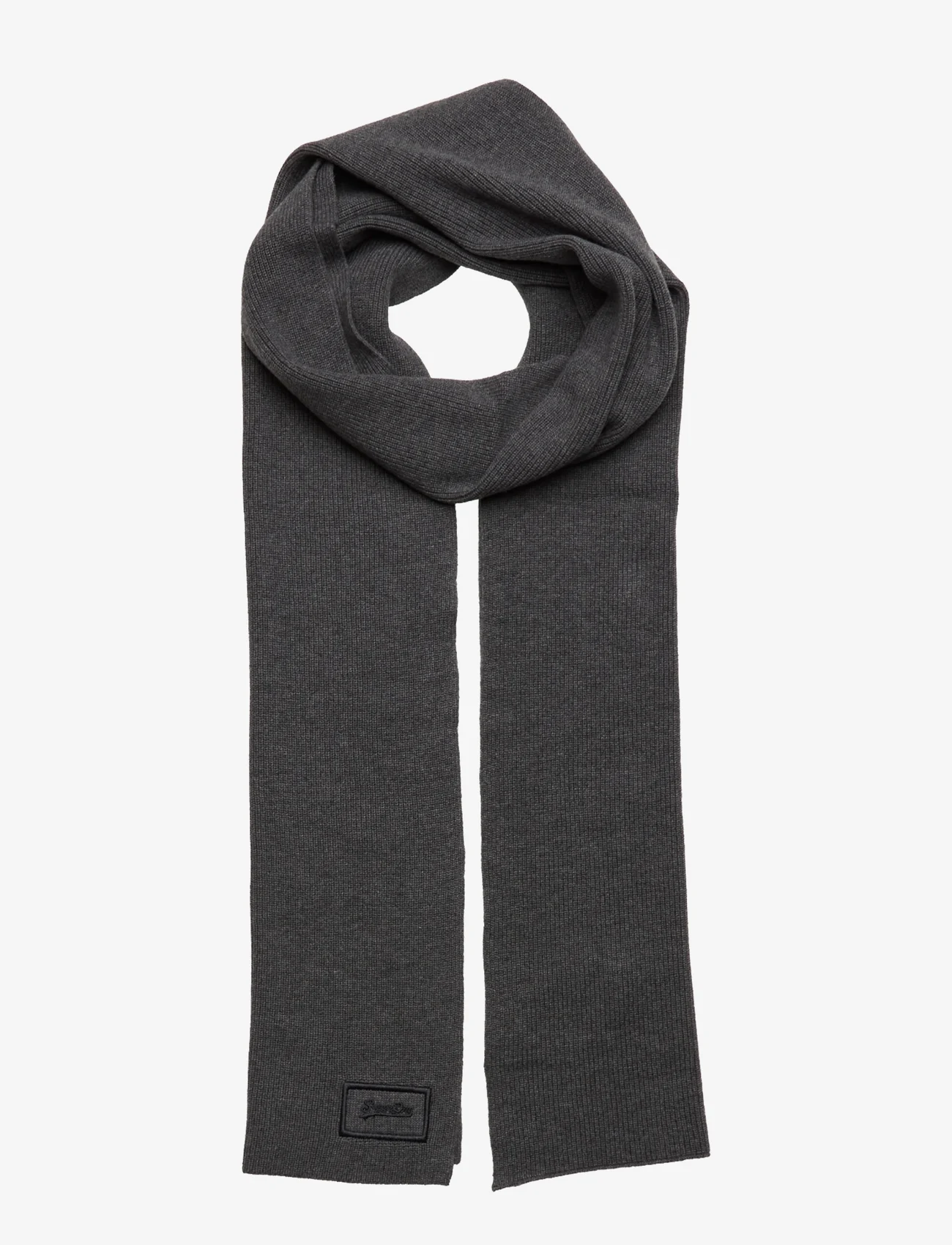 Superdry - KNITTED LOGO SCARF - kaulahuivit - rich charcoal marl - 0