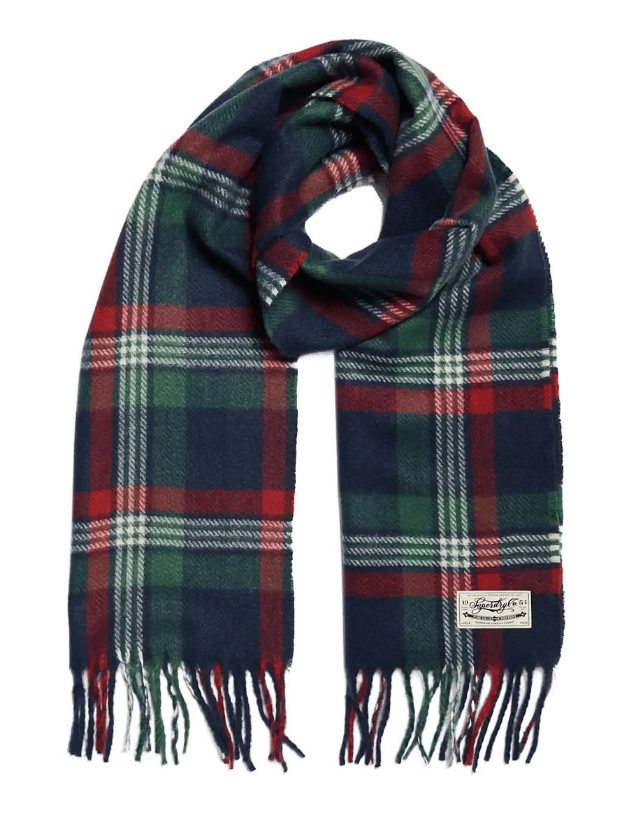 Superdry - HERITAGE CHECKED SCARF - halstørklæder - burford check navy - 1