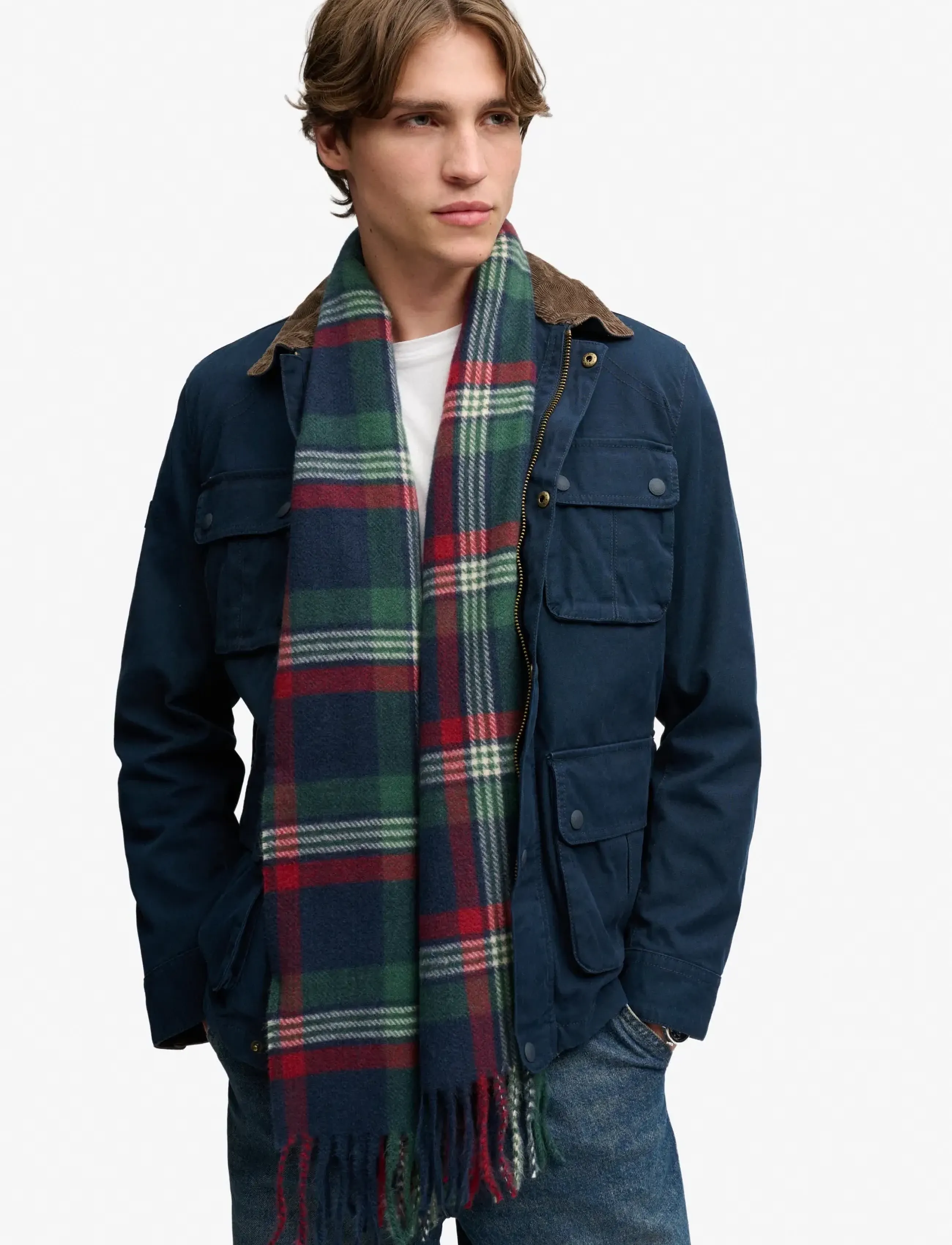 Superdry - HERITAGE CHECKED SCARF - halstørklæder - burford check navy - 0