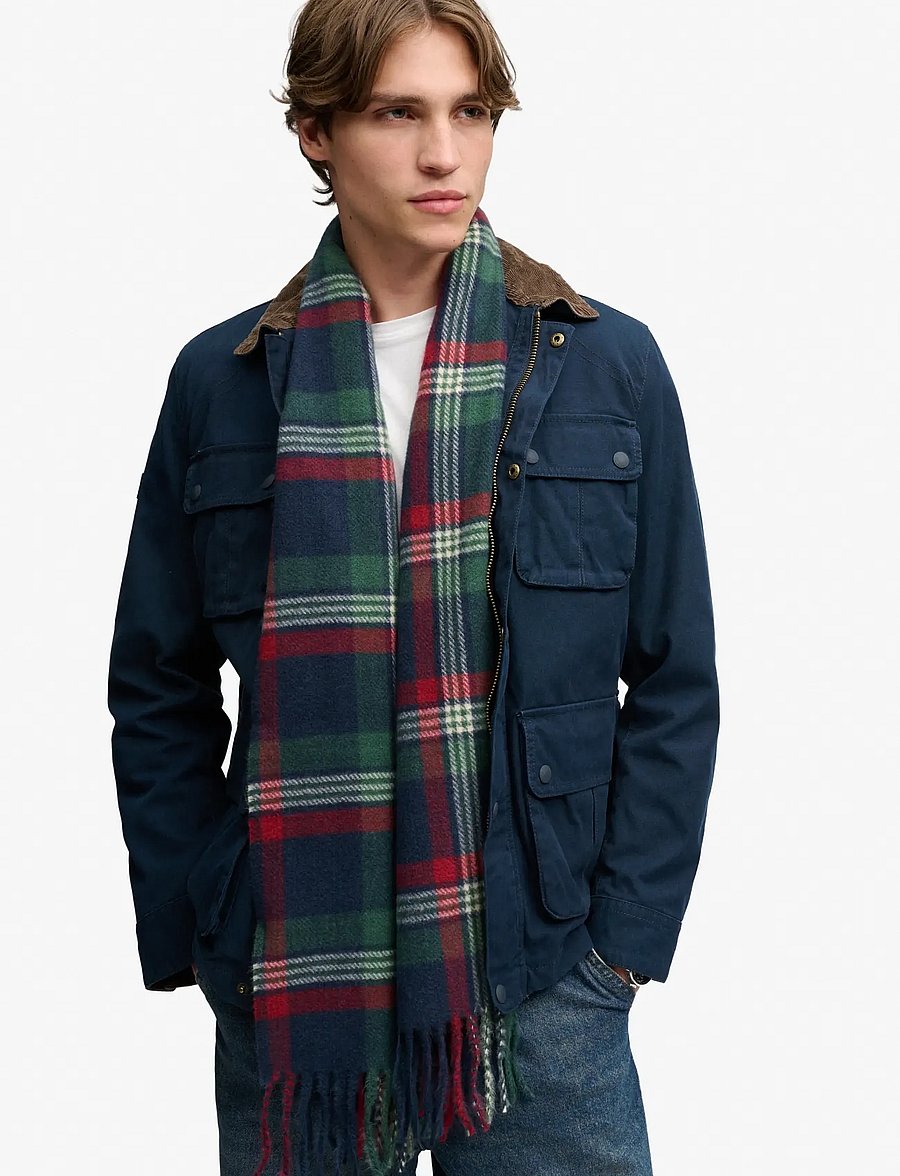 Superdry - HERITAGE CHECKED SCARF - halstørklæder - burford check navy - 0