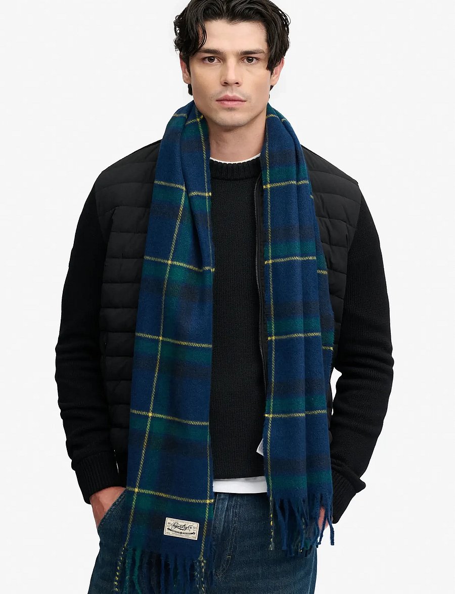 Superdry - HERITAGE CHECKED SCARF - winter scarves - mason check ink blue - 0