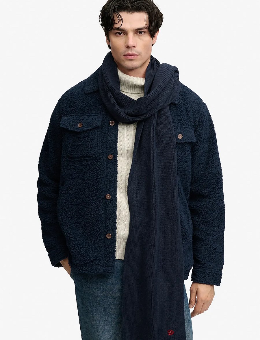 Superdry - SD LOGO KNITTED SCARF - halstørklæder - eclipse navy - 0