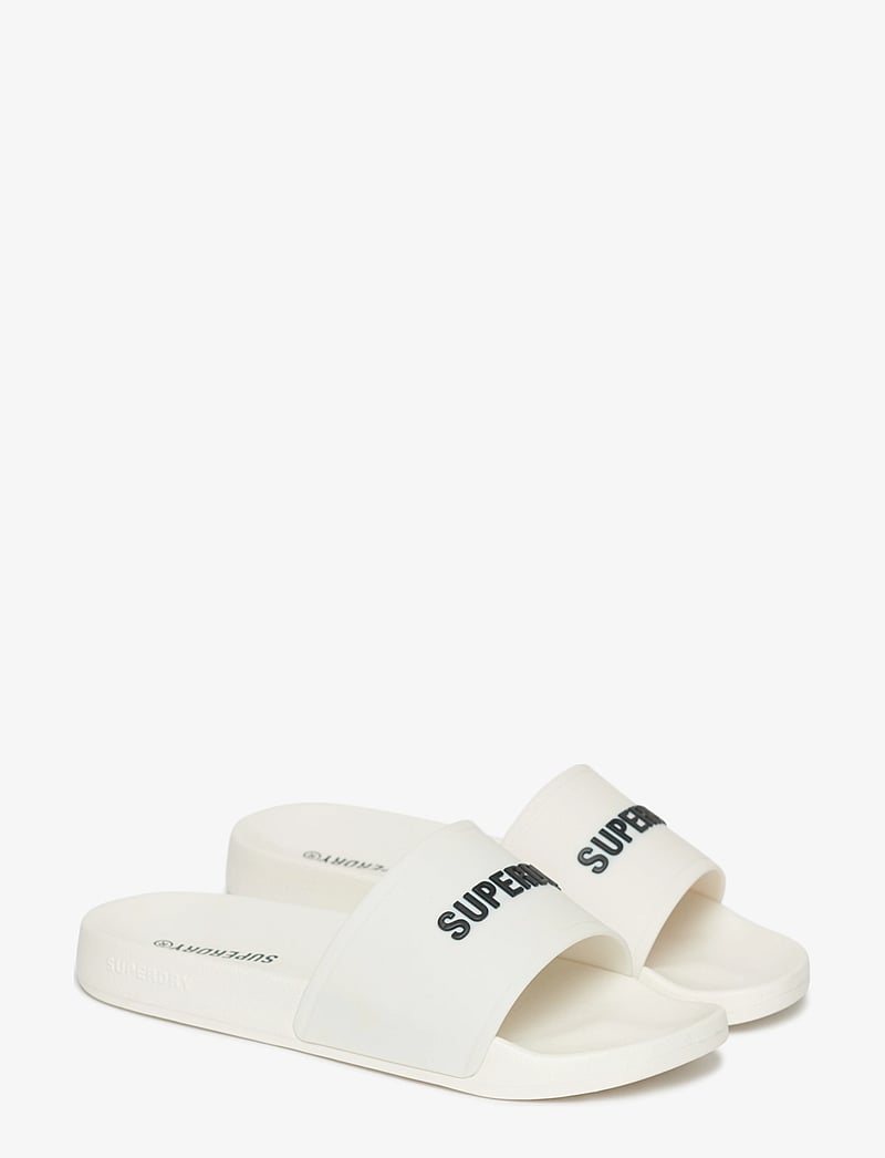 Superdry - LOGO POOL SLIDE - badeschuhe - ecru/black - 5