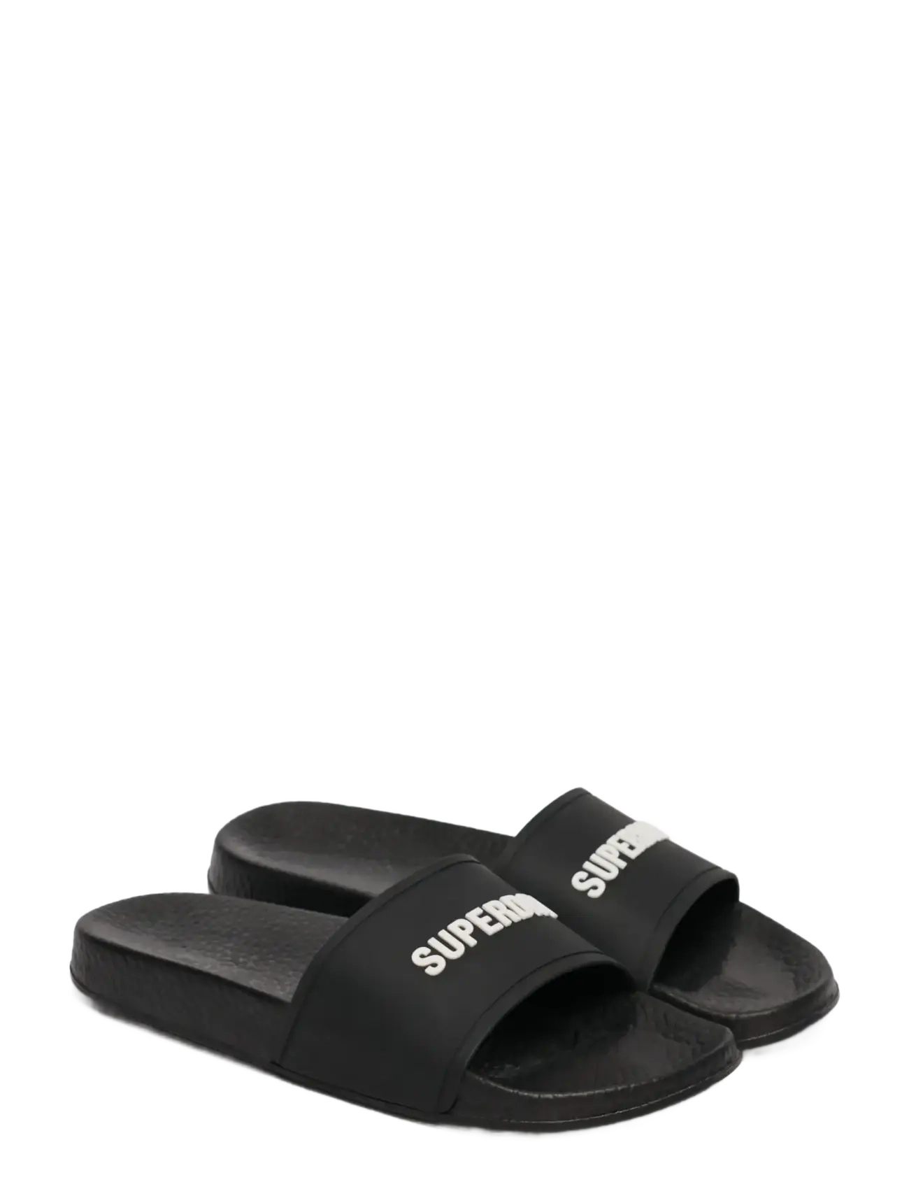 Superdry PREMIUM GRAPHIC POOL SLIDE - Rantasandaalit - BLACK/ECRU / black