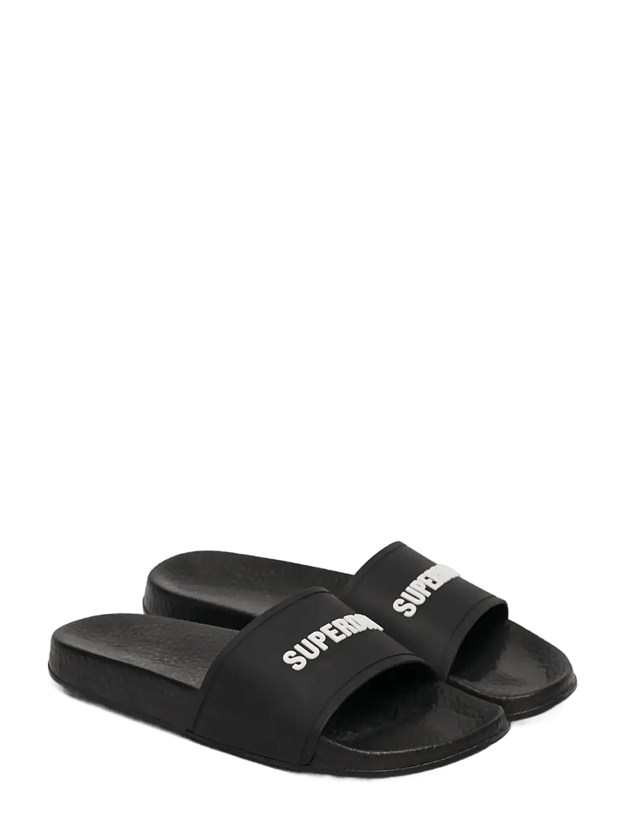 Superdry - PREMIUM GRAPHIC POOL SLIDE - sandals & slippers - black/ecru - 0