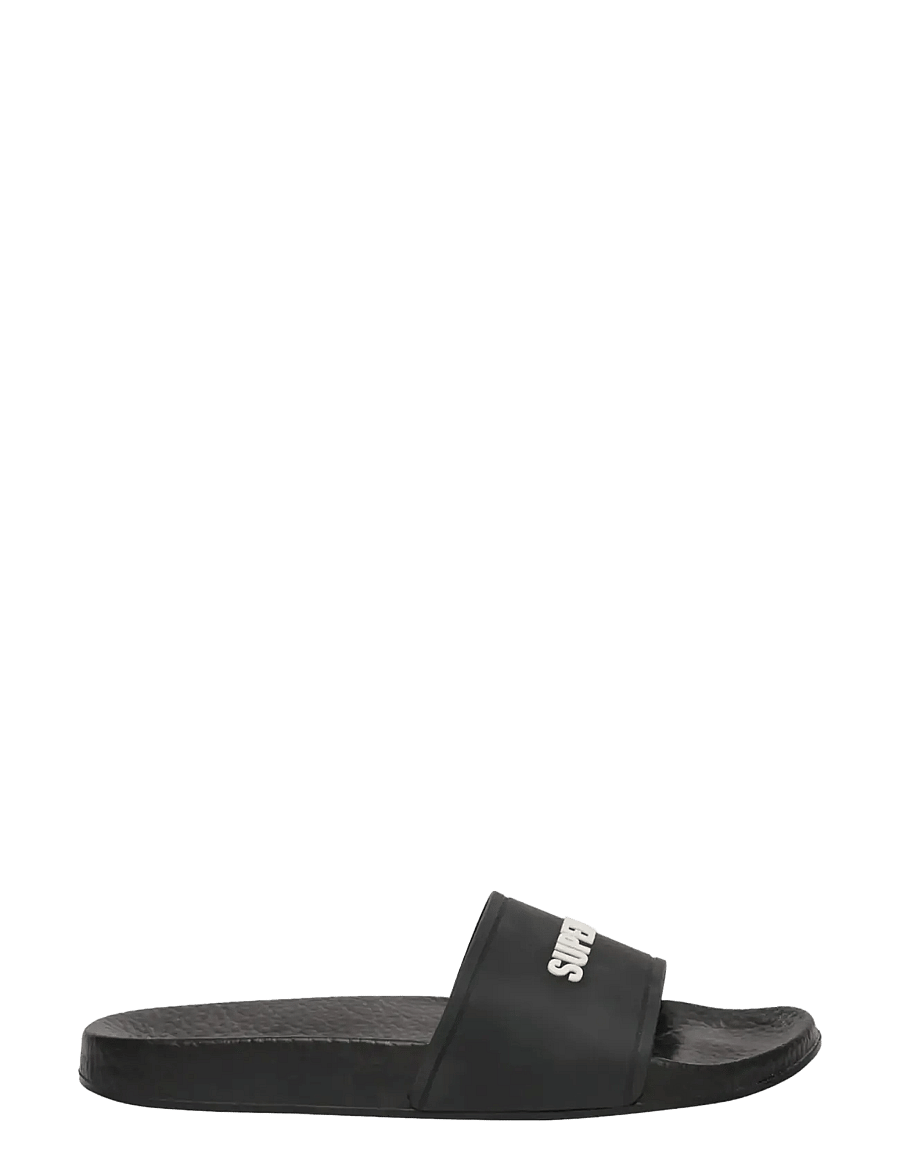 Superdry - PREMIUM GRAPHIC POOL SLIDE - sandals & slippers - black/ecru - 2