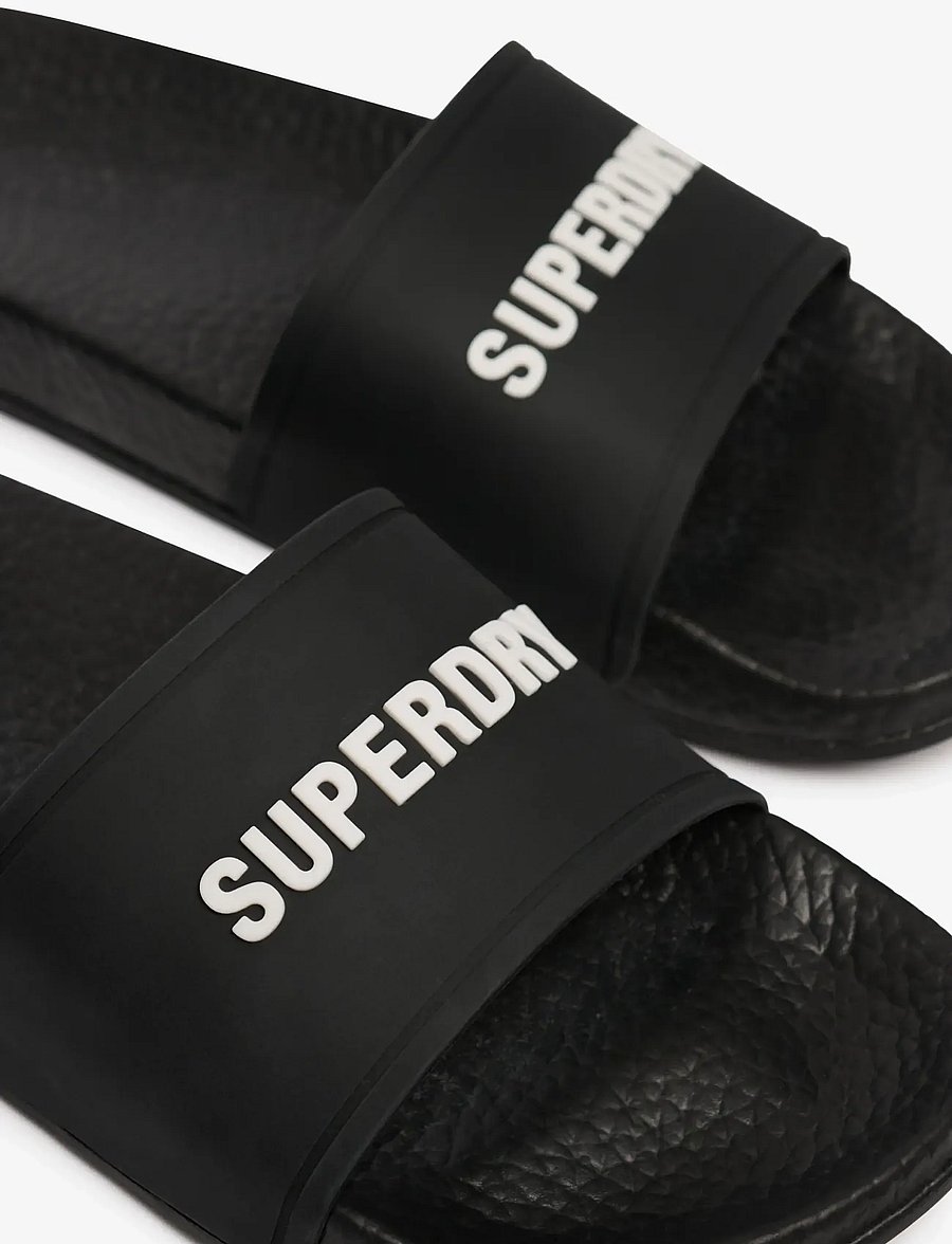 Superdry - PREMIUM GRAPHIC POOL SLIDE - black/ecru - 5