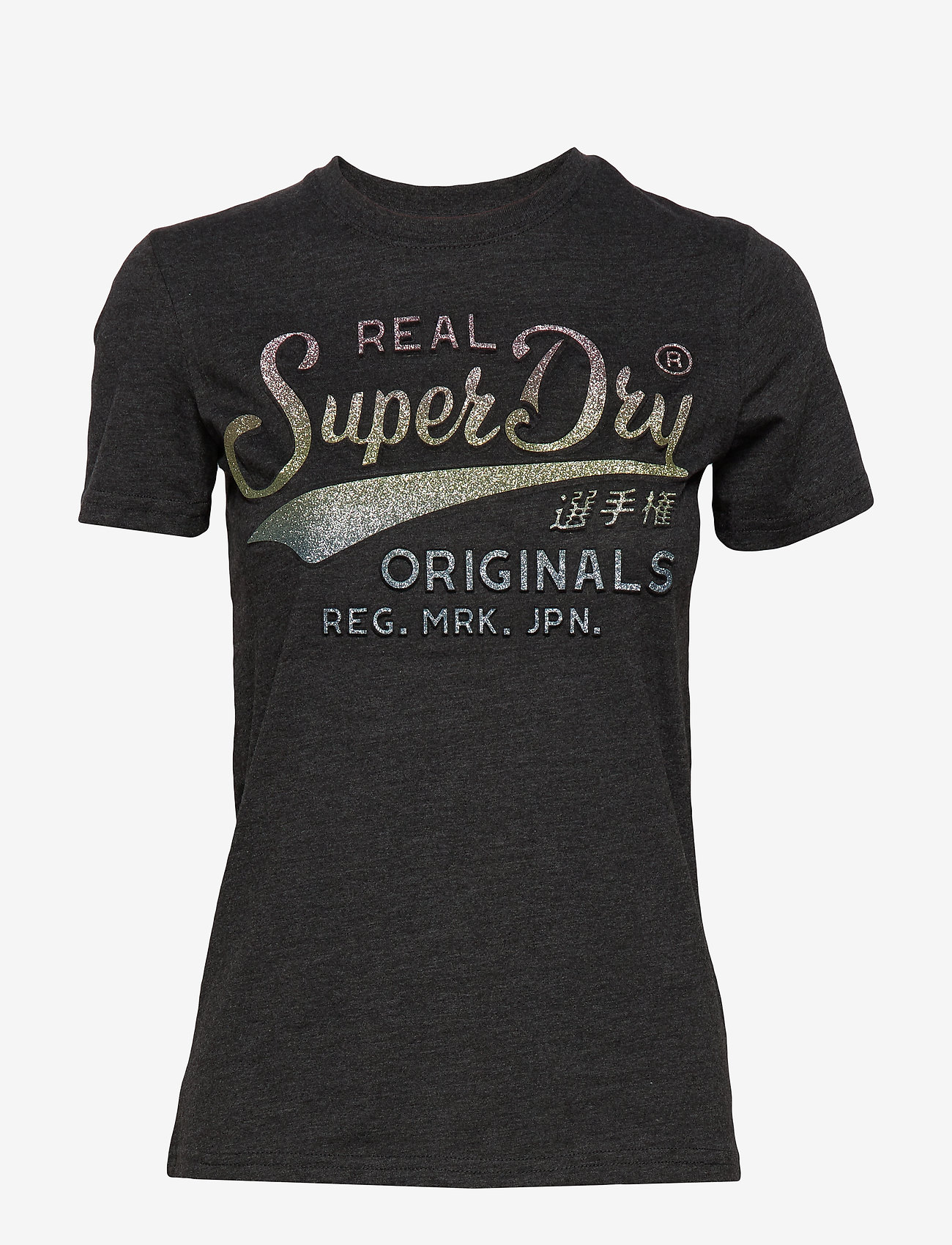 RO GLITTER EMBOSS ENTRY TEE - CHARCOAL MARL