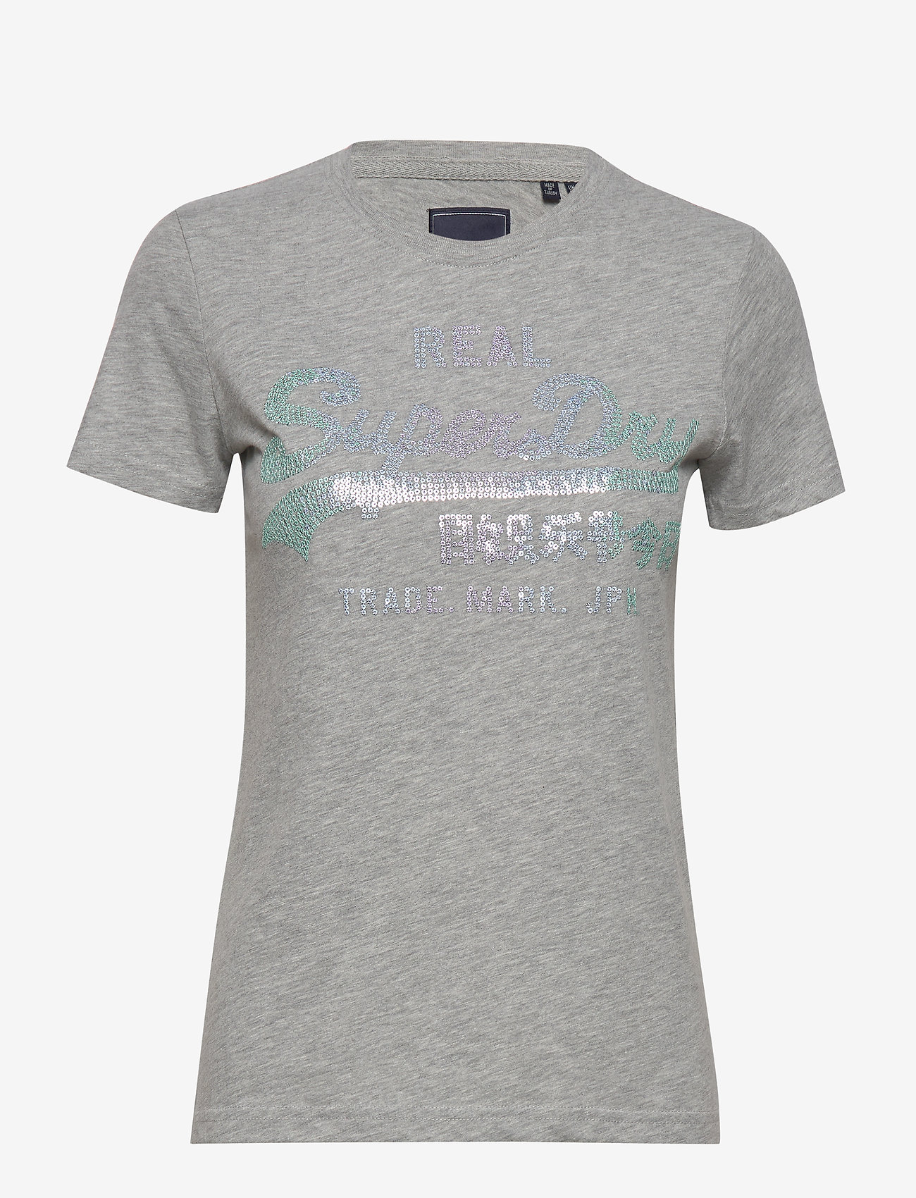 Superdry - VL STITCH SEQUIN ENTRY TEE - grey marl - 0