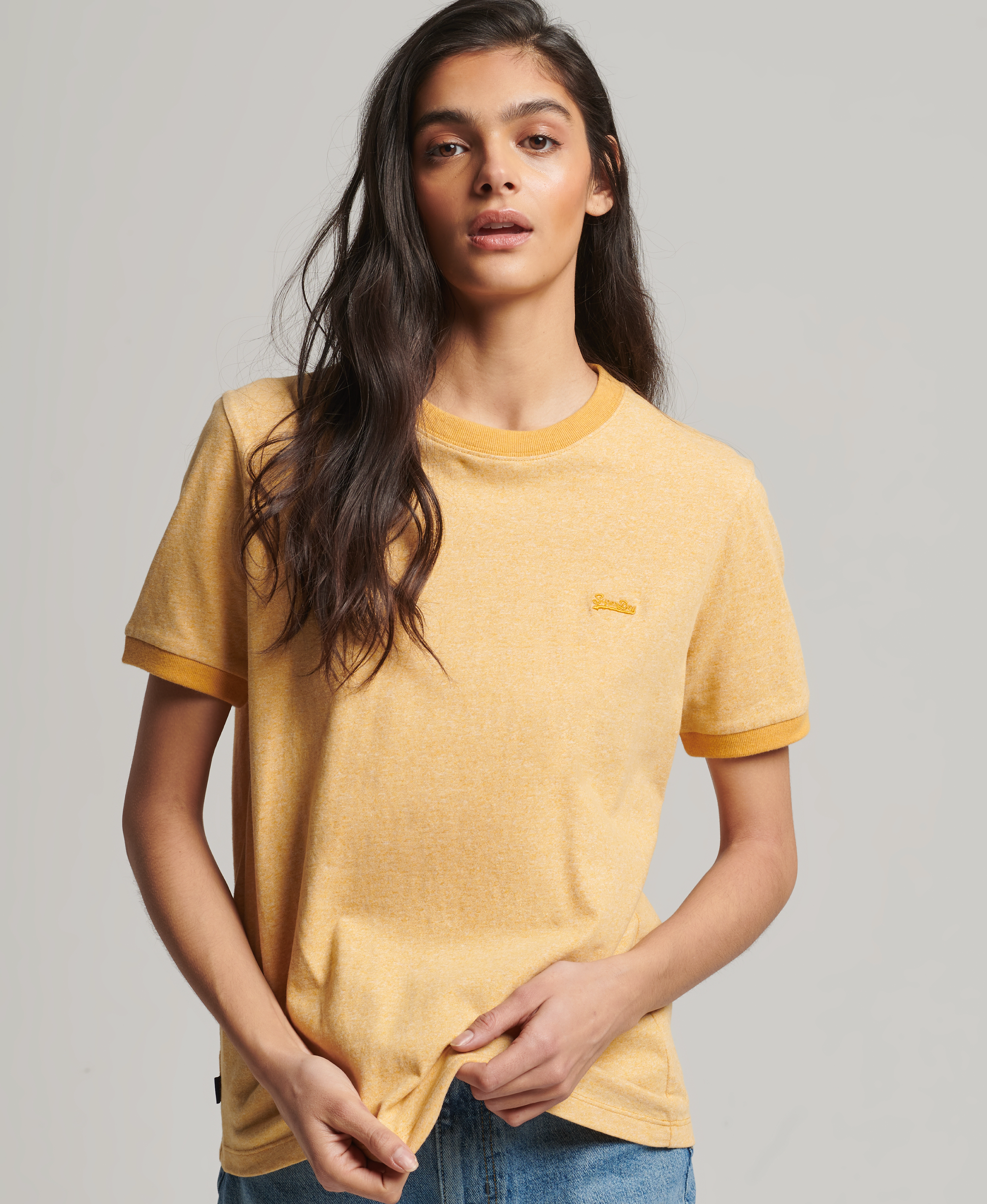 Superdry - VINTAGE LOGO EMB RINGER TEE - ochre marl/optic twist - 2