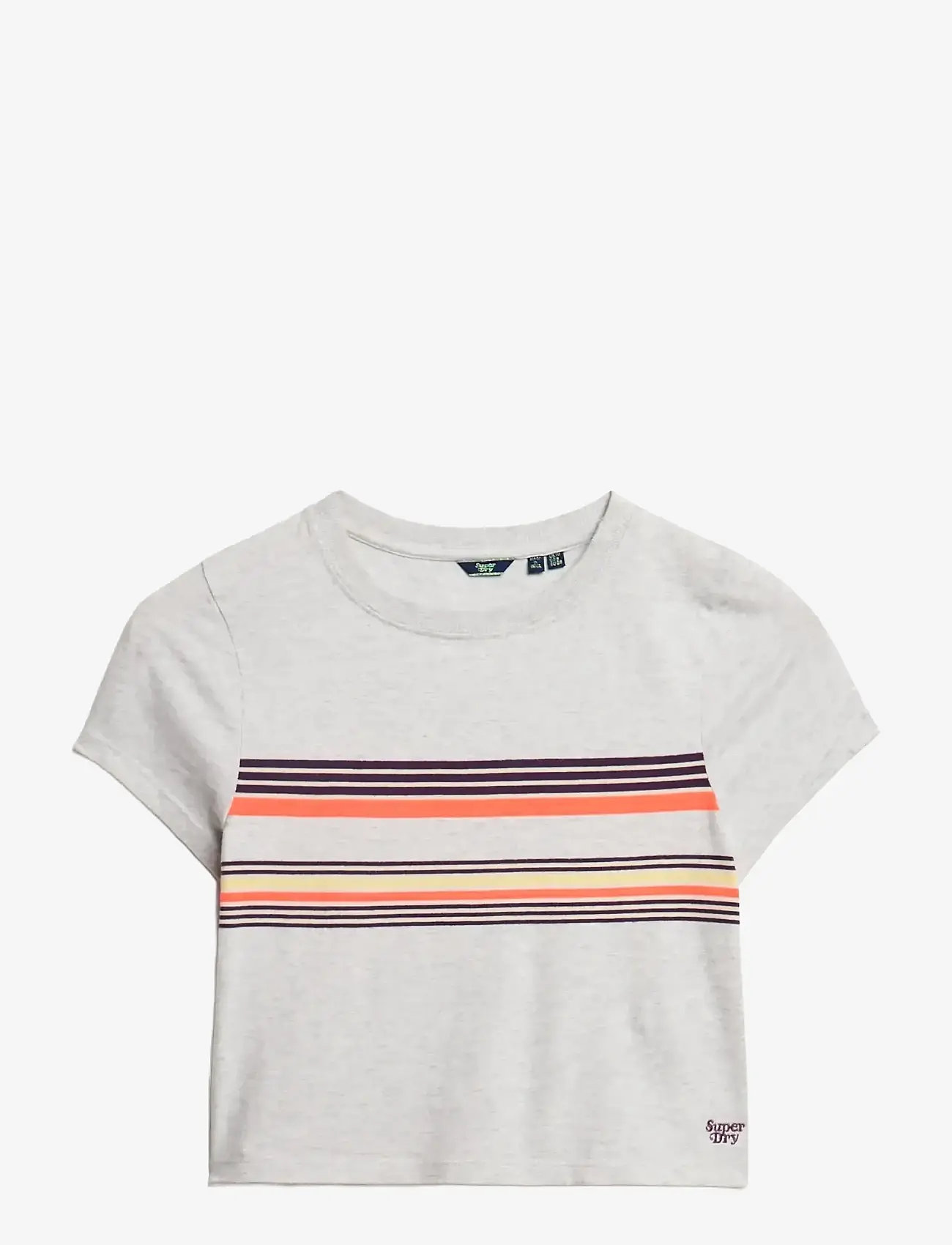 Superdry - VINTAGE STRIPE CROP TEE - crop tops - cali purple/grey stripe - 1