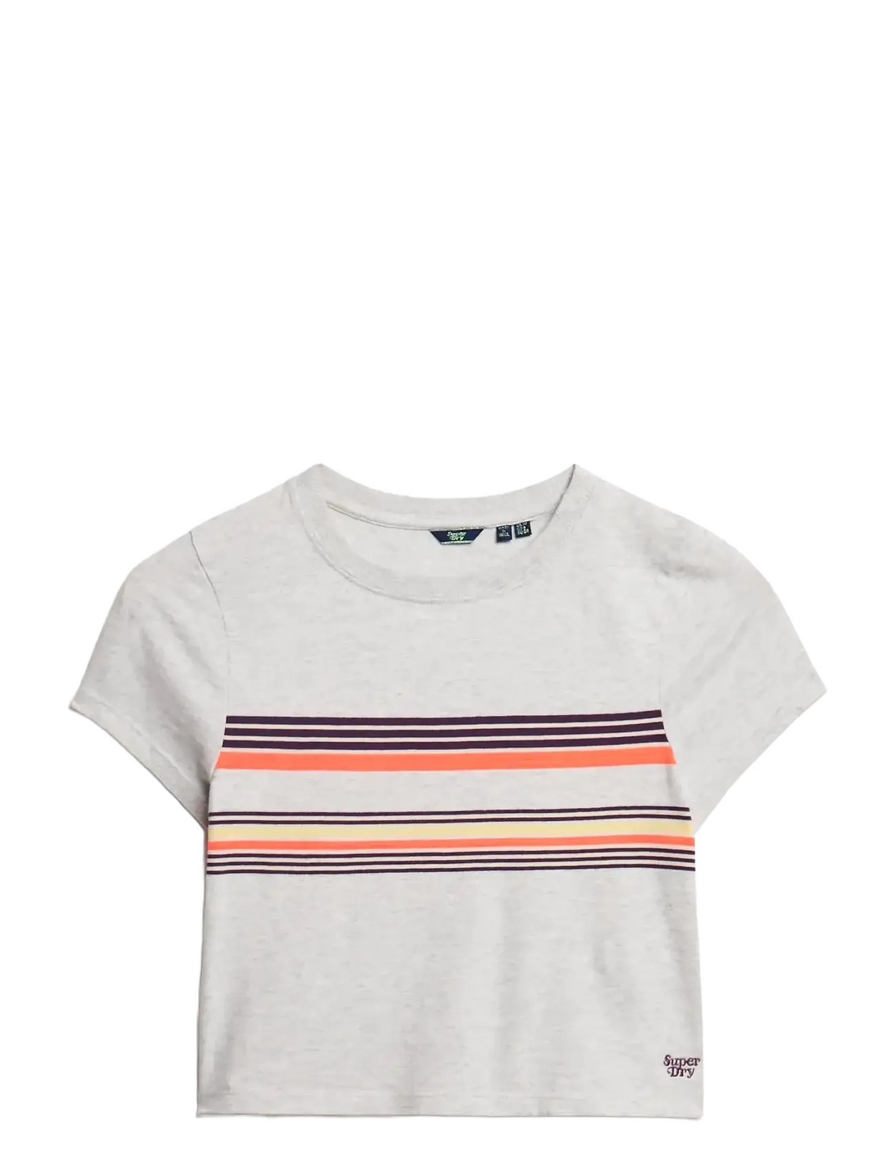 Superdry VINTAGE STRIPE CROP TEE - Superdry - CALI PURPLE/GREY STRIPE / grey