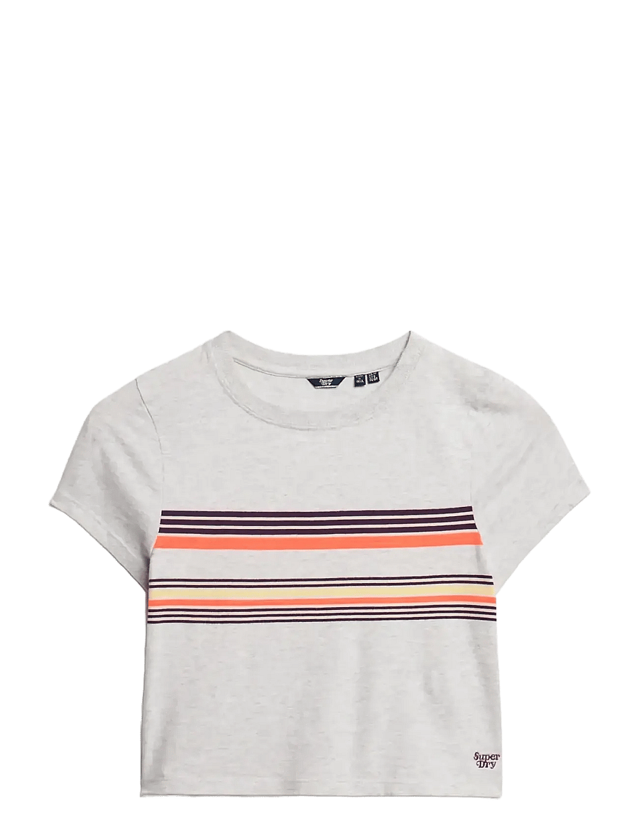 Superdry - VINTAGE STRIPE CROP TEE - lühikesed topid - cali purple/grey stripe - 1