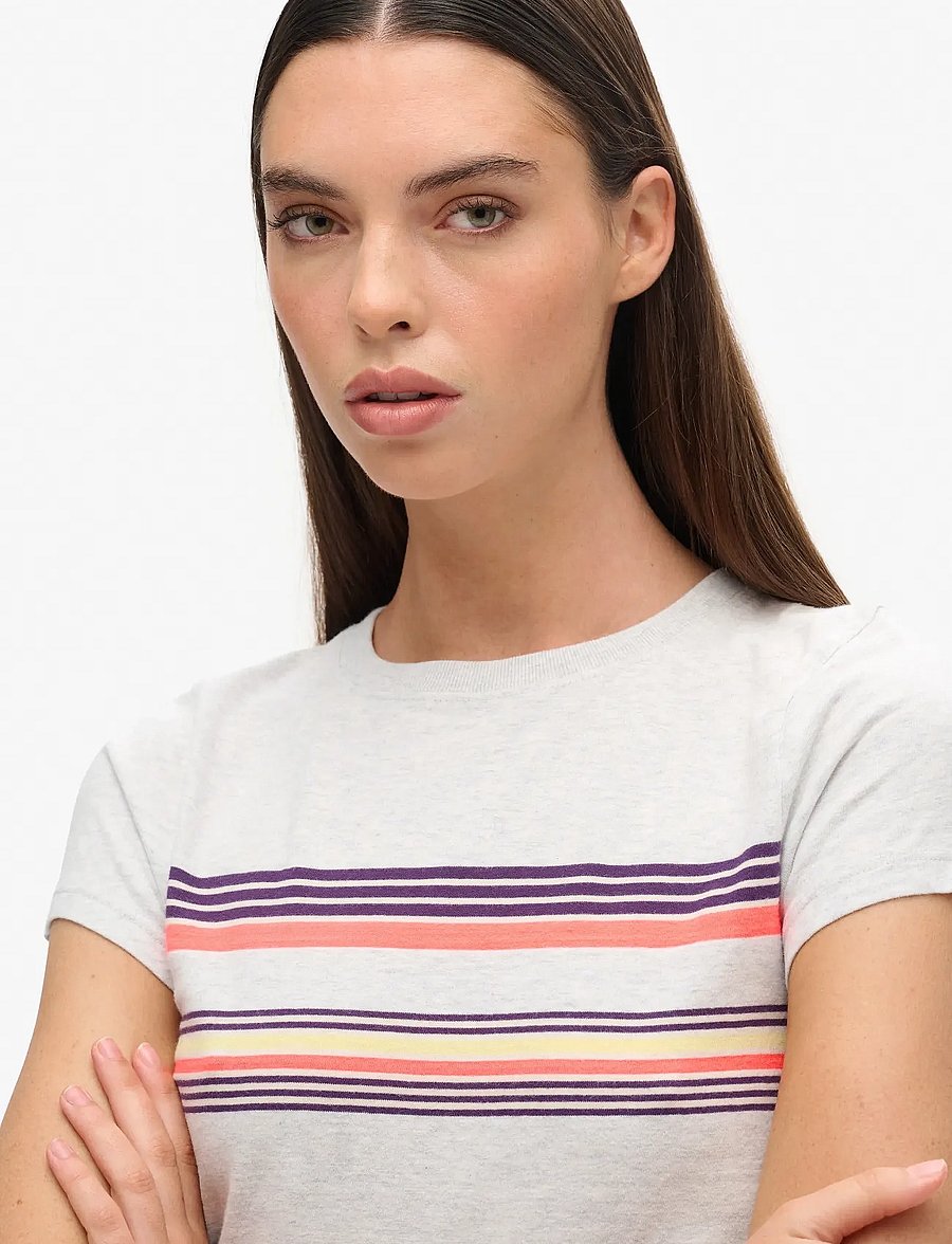 Superdry - VINTAGE STRIPE CROP TEE - lühikesed topid - cali purple/grey stripe - 3