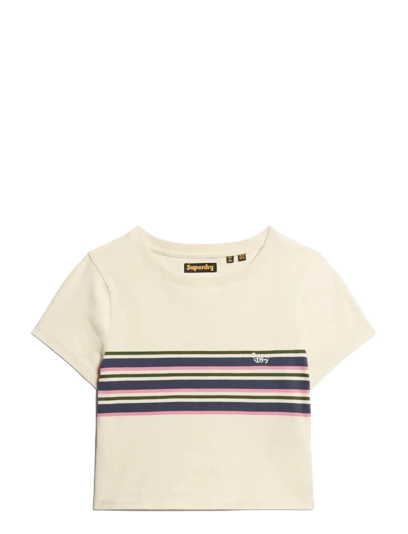 SUPERDRY Vintage Stripe Crop Tee Cream - 10 - Damen