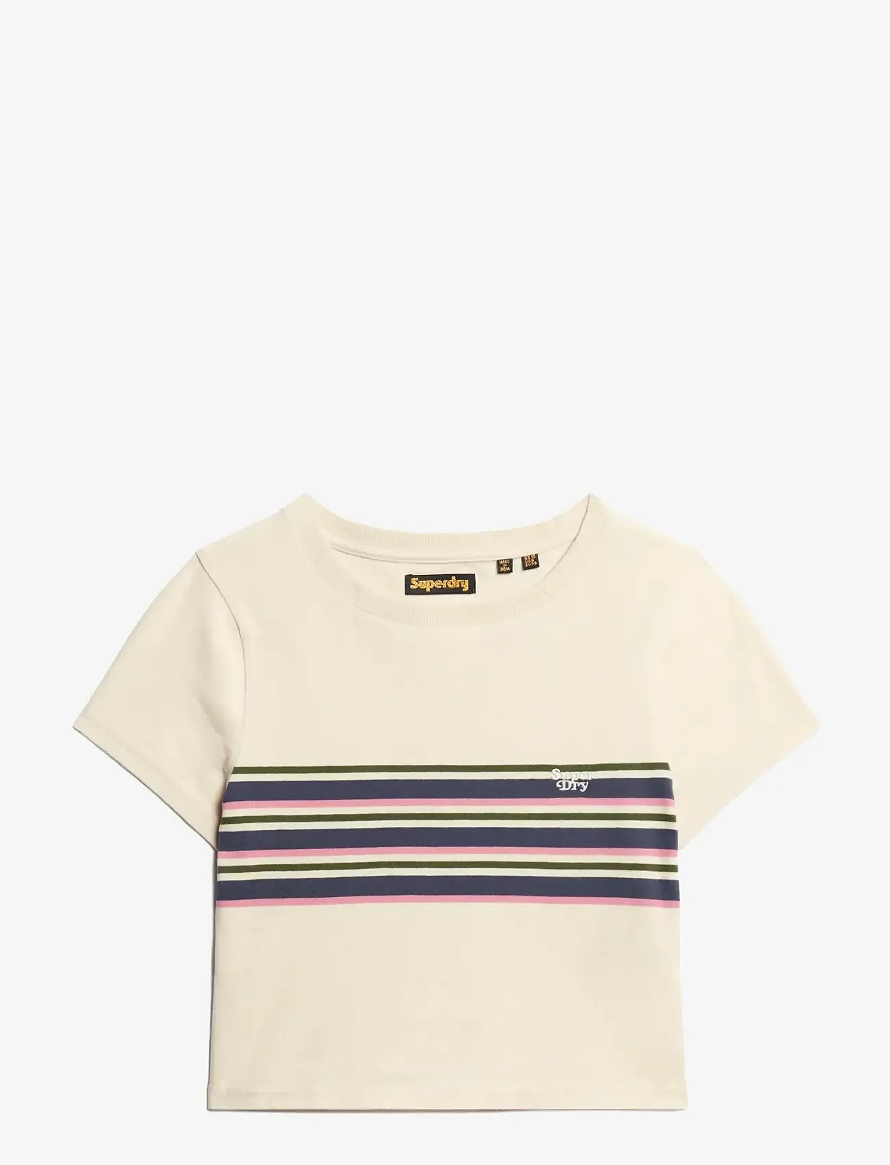 Superdry - VINTAGE STRIPE CROP TEE - crop tops - oatmeal stripe - 1