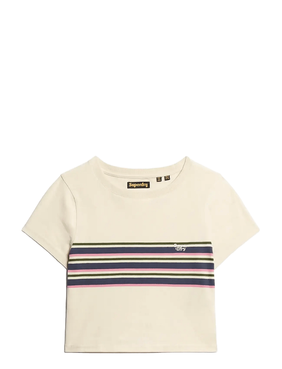 Superdry - VINTAGE STRIPE CROP TEE - crop tops - oatmeal stripe - 1
