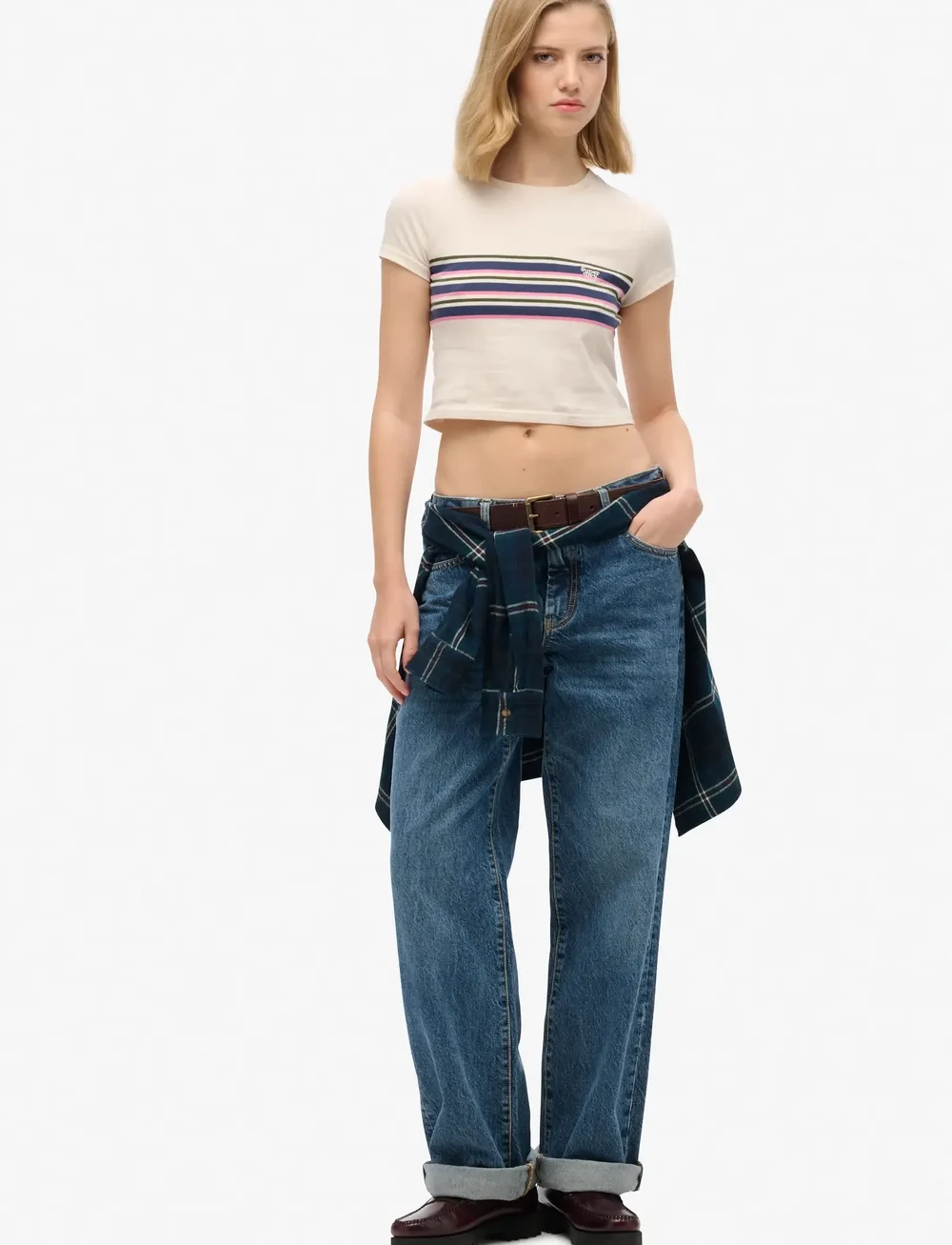 Superdry - VINTAGE STRIPE CROP TEE - crop tops - oatmeal stripe - 2