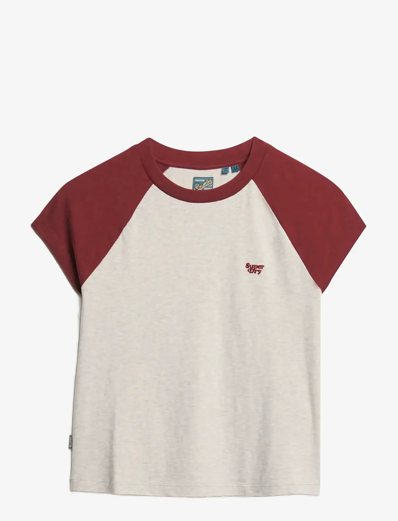 Superdry - ESSENTIAL LOGO RAGLAN SLUB TEE - najniższe ceny - rich burgundy/glacier grey - 1