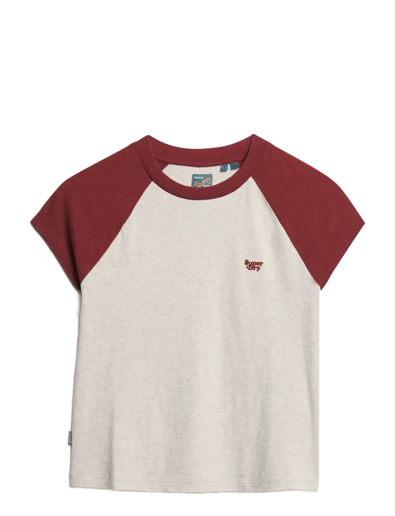 Superdry ESSENTIAL LOGO RAGLAN SLUB TEE - Neuheiten - RICH BURGUNDY/GLACIER GREY / grey