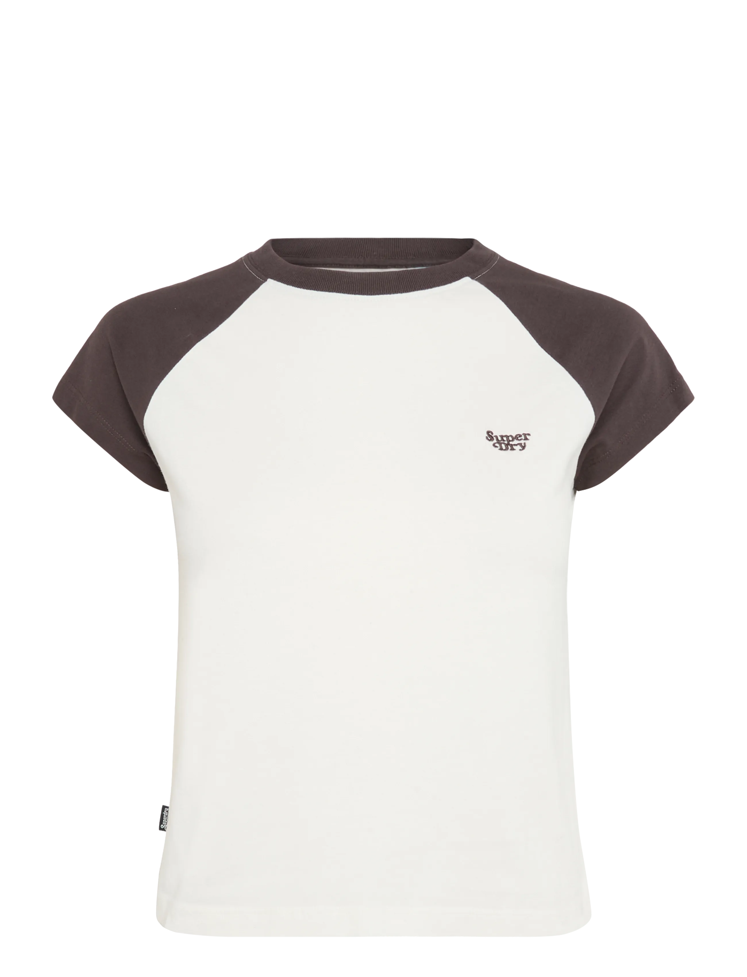 Superdry ESSENTIAL LOGO RAGLAN SLUB TEE - T-shirts & tops - DARK BROWN/ OFF WHITE / cream
