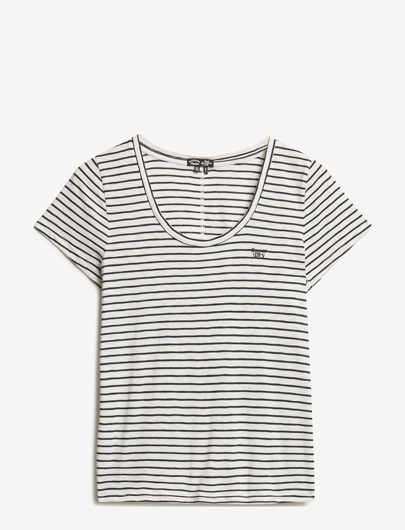 Superdry - SCOOP NECK TEE - efterårstøj - optic/eclipse navy stripe - 1