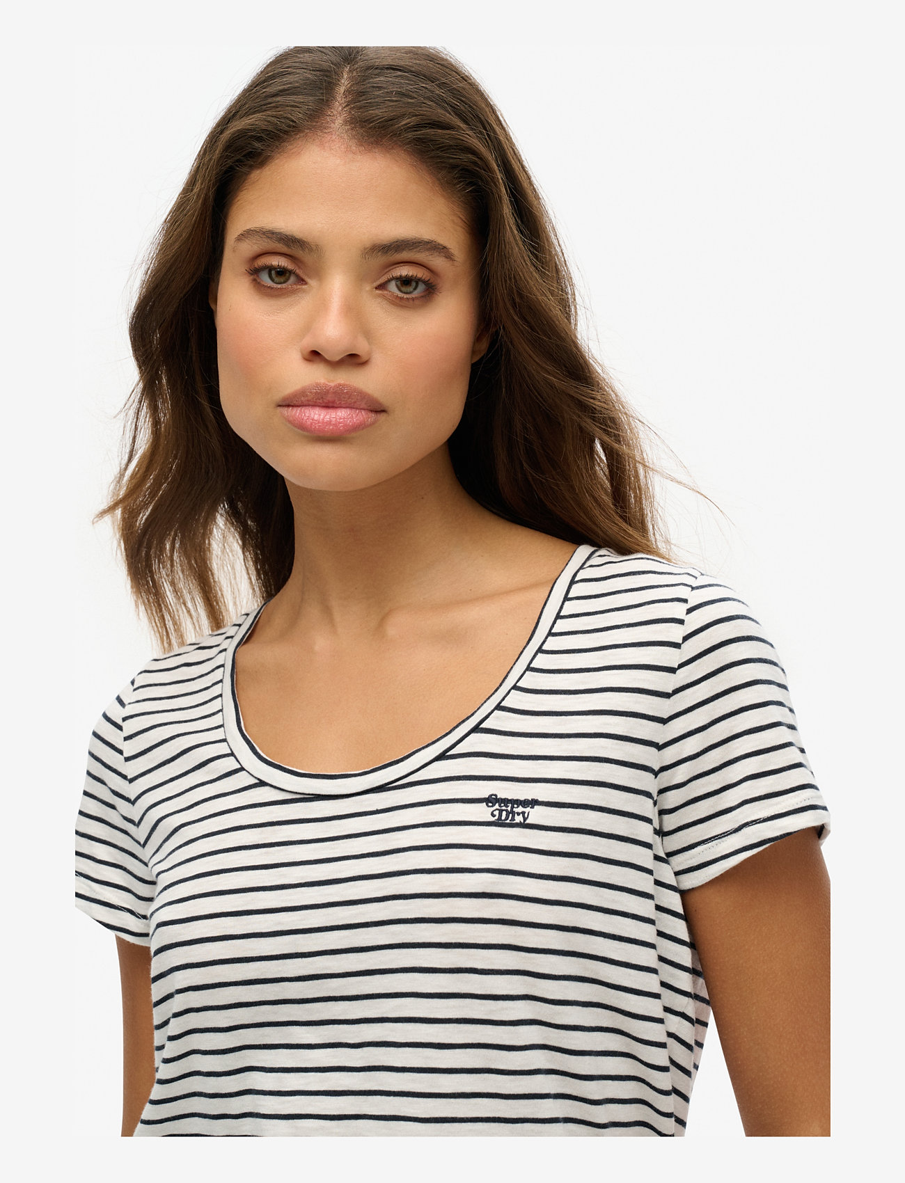Superdry - SCOOP NECK TEE - efterårstøj - optic/eclipse navy stripe - 4