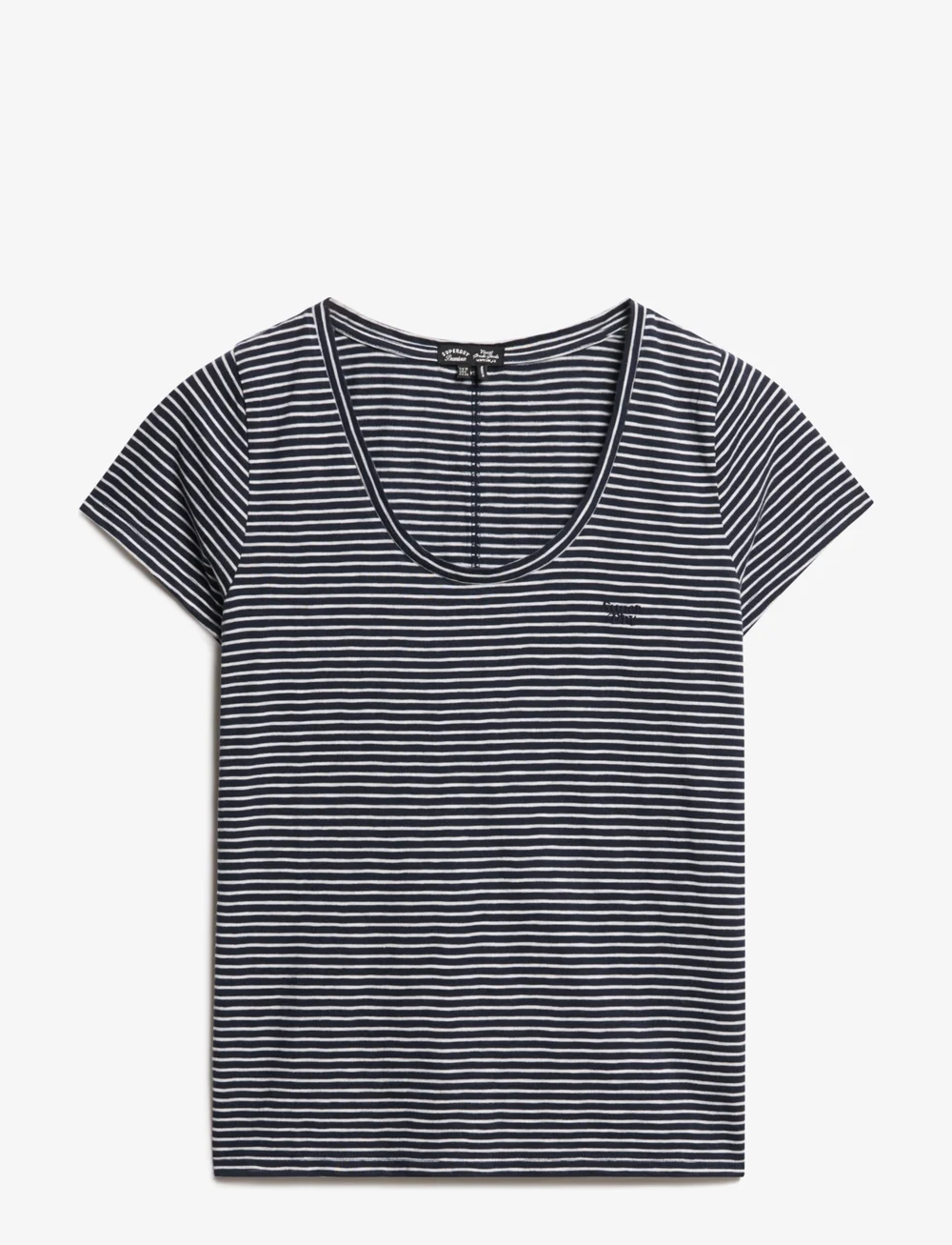 Superdry - SCOOP NECK TEE - t-shirts - deep navy/optic stripe - 1