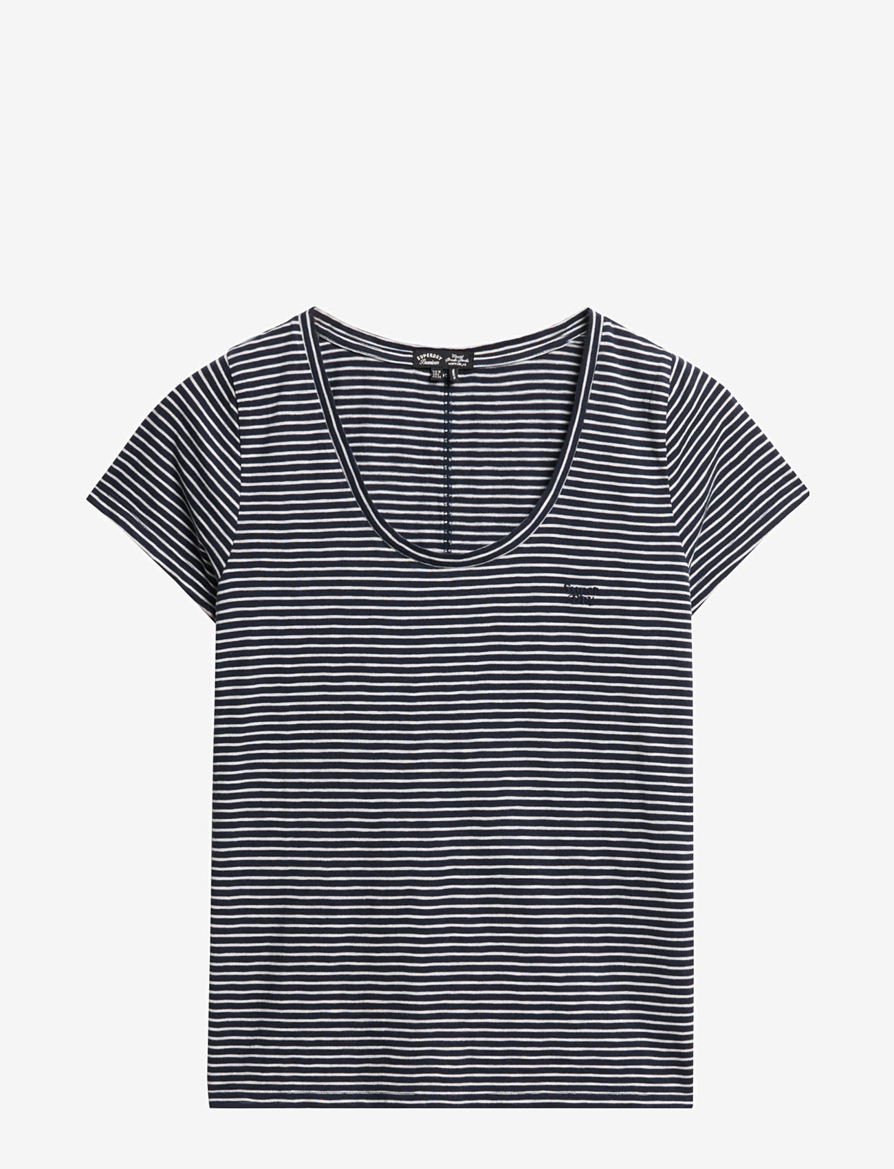 Superdry - SCOOP NECK TEE - t-skjorter - deep navy/optic stripe - 2
