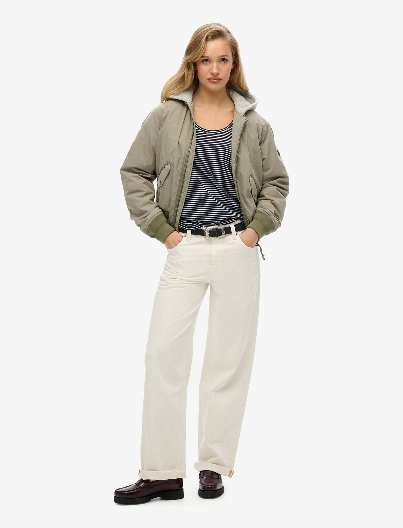 Superdry - SCOOP NECK TEE - t-skjorter - deep navy/optic stripe - 5