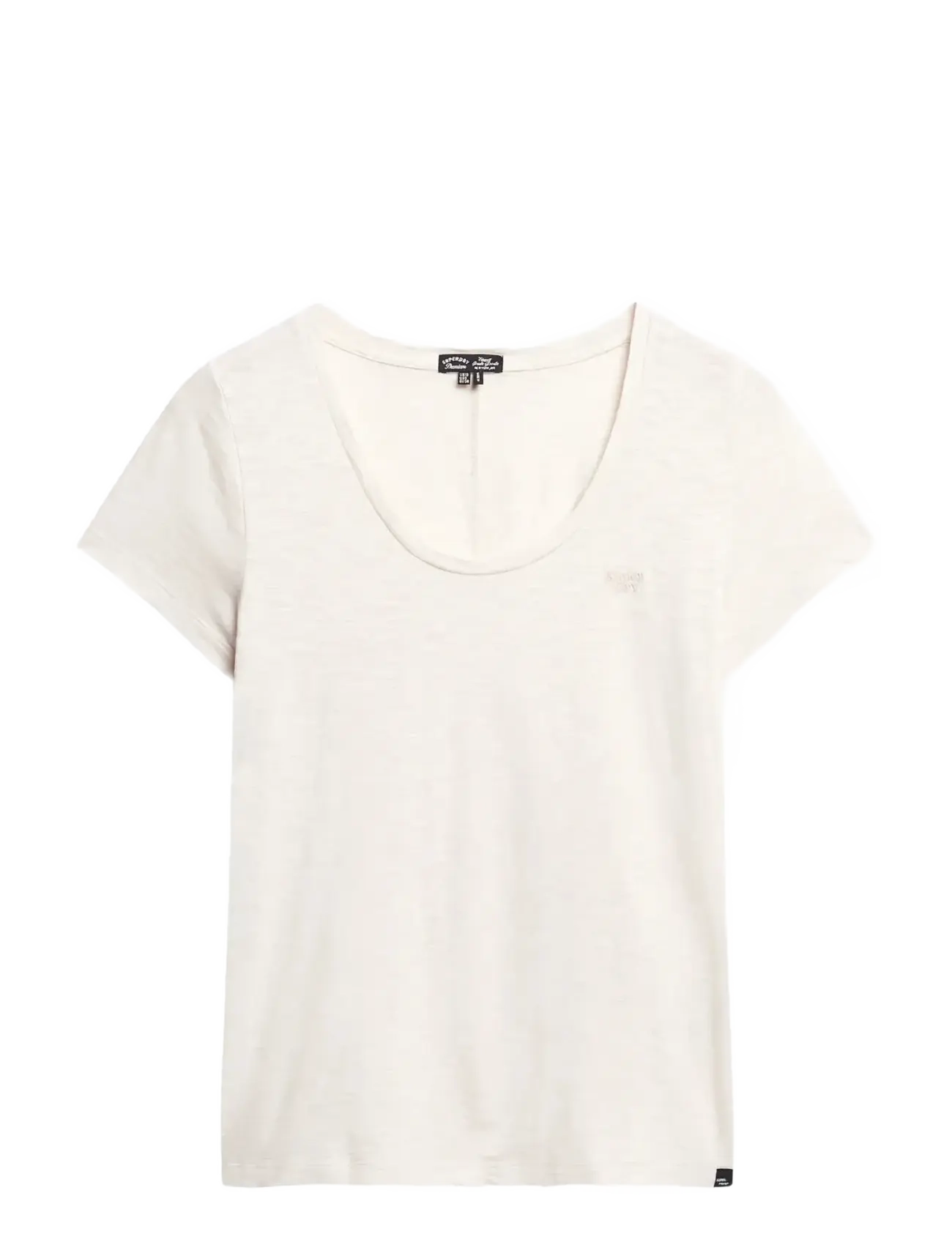 Superdry SCOOP NECK TEE - Kleidung - LIGHT OAT MARL / white