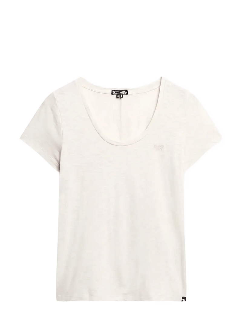 Superdry - SCOOP NECK TEE - t-särgid - light oat marl - 1