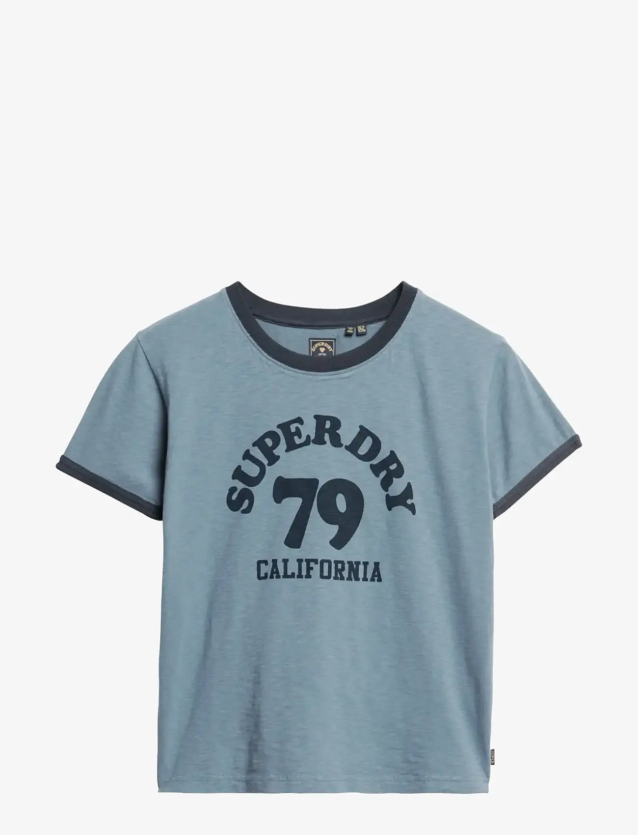 Superdry - BEACH GRAPHIC FITTED RINGER T - laveste priser - wedgewood blue - 1