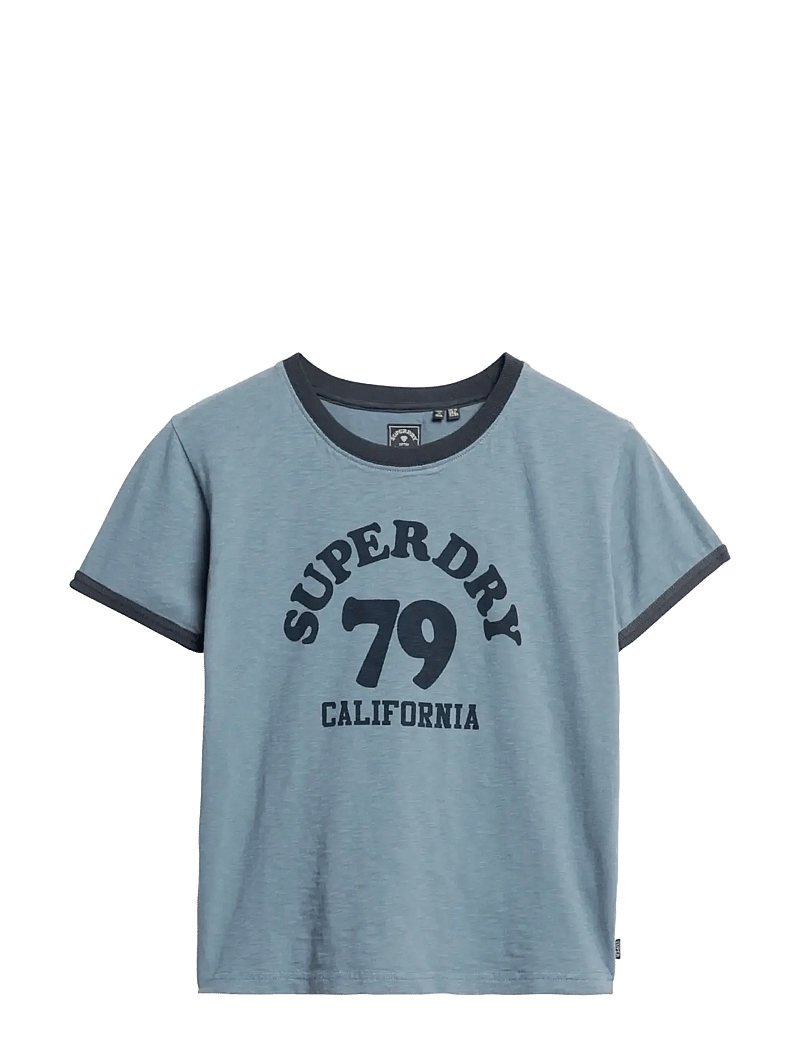 Superdry - BEACH GRAPHIC FITTED RINGER T - t-shirts - wedgewood blue - 1