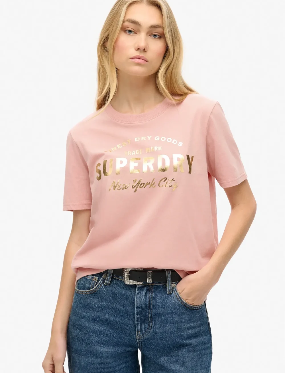 Superdry - LUXE METALLIC LOGO RELAXED TEE - t-shirts - blush pink - 0