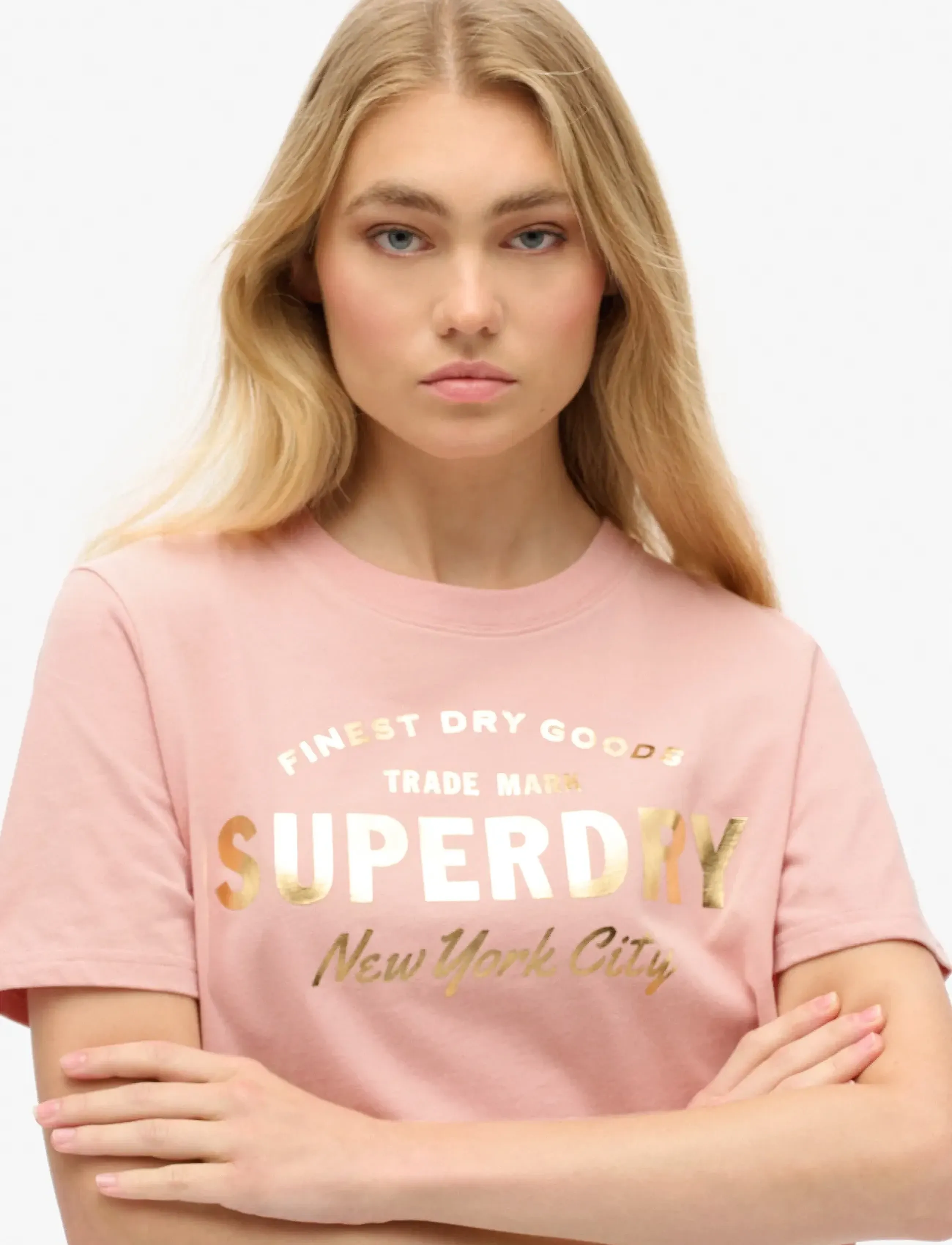 Superdry - LUXE METALLIC LOGO RELAXED TEE - blush pink - 3
