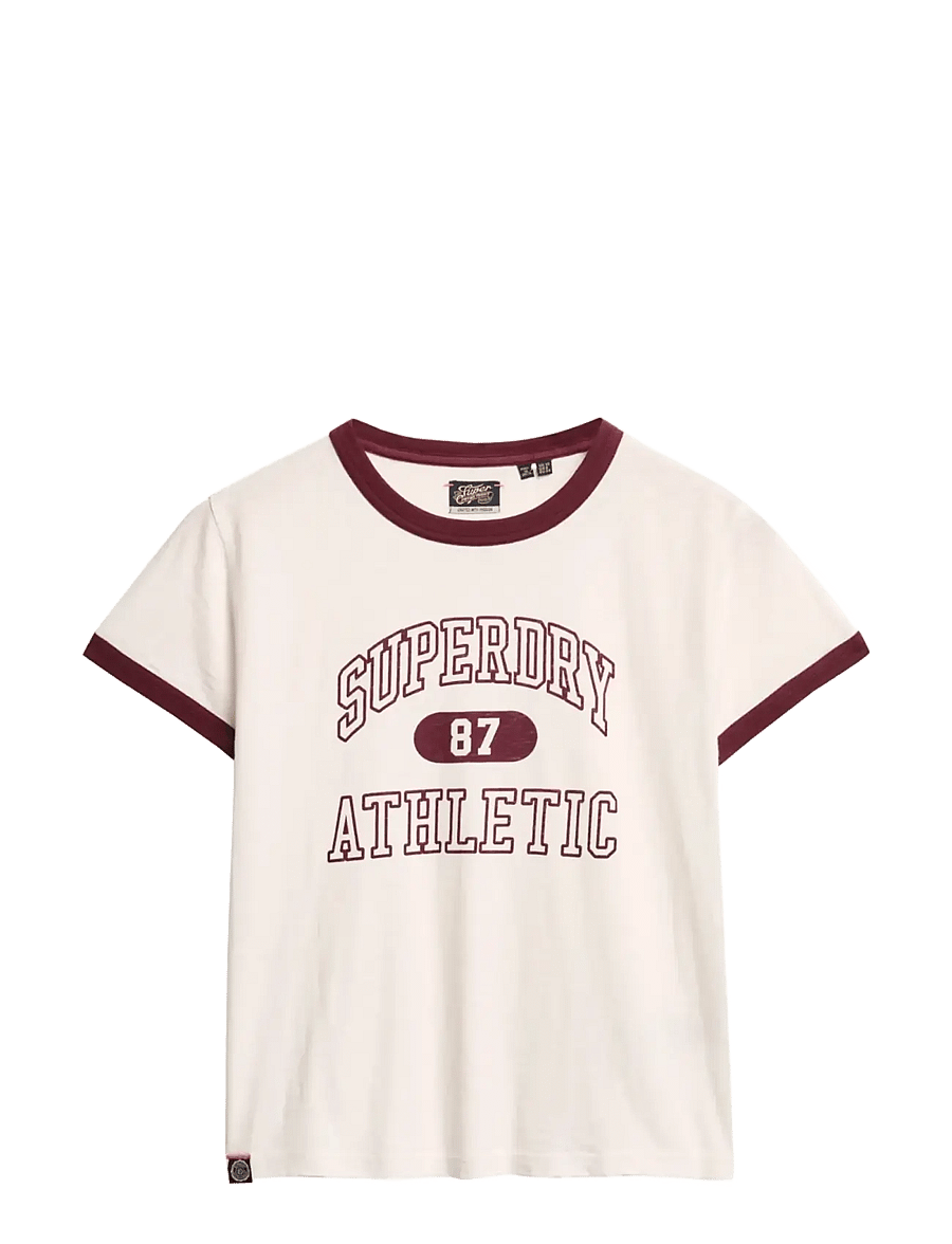 Superdry - ATHLETIC RINGER FITTED TSHIRT - marškinėliai - off white slub - 1
