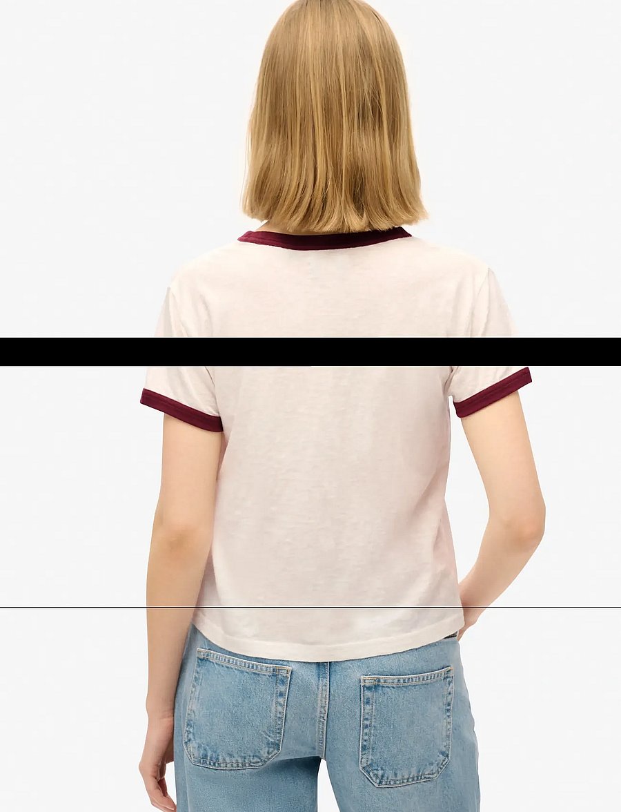 Superdry - ATHLETIC RINGER FITTED TSHIRT - marškinėliai - off white slub - 5