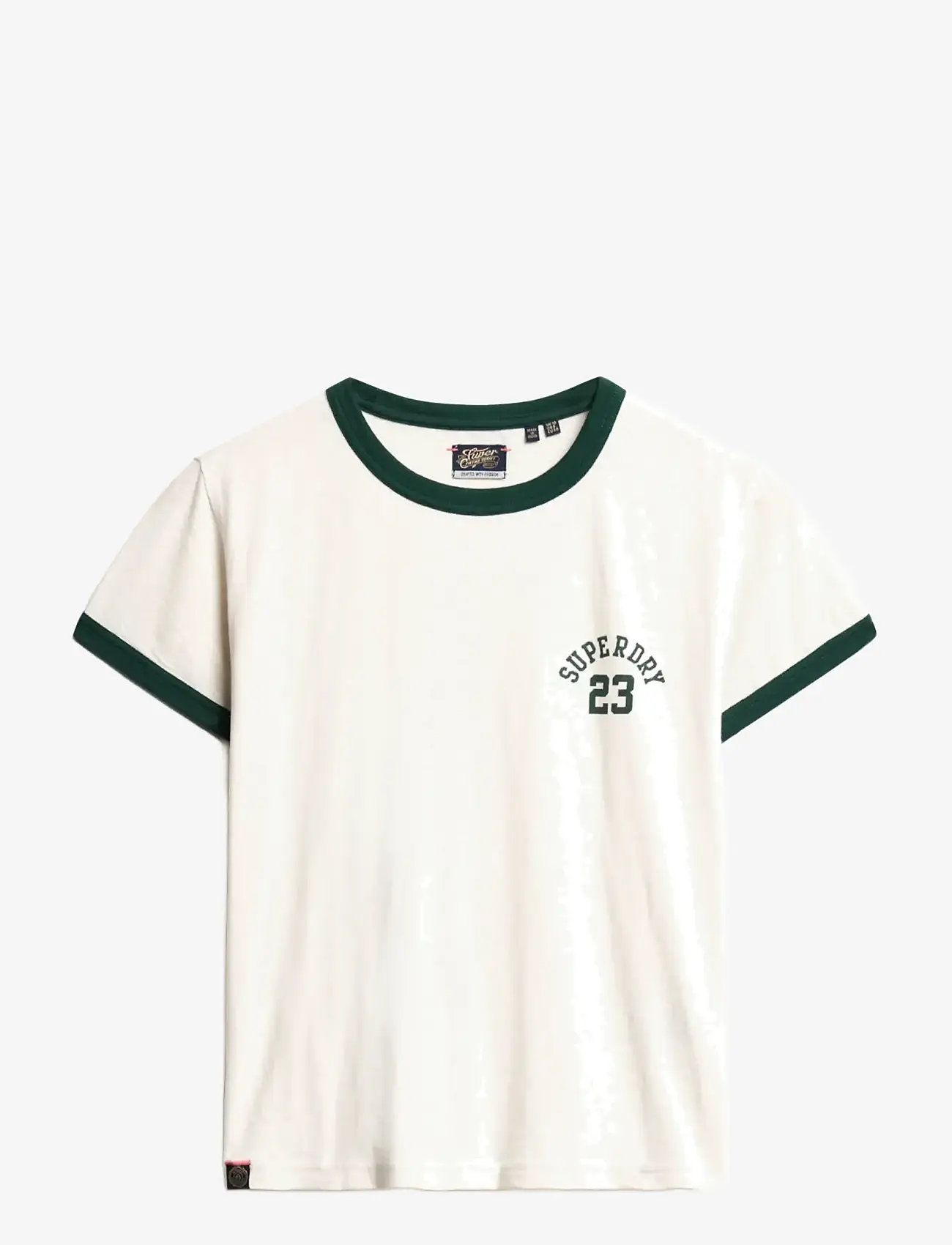 Superdry - ATHLETIC RINGER FITTED TSHIRT - lägsta priserna - turtledove cream slub - 1