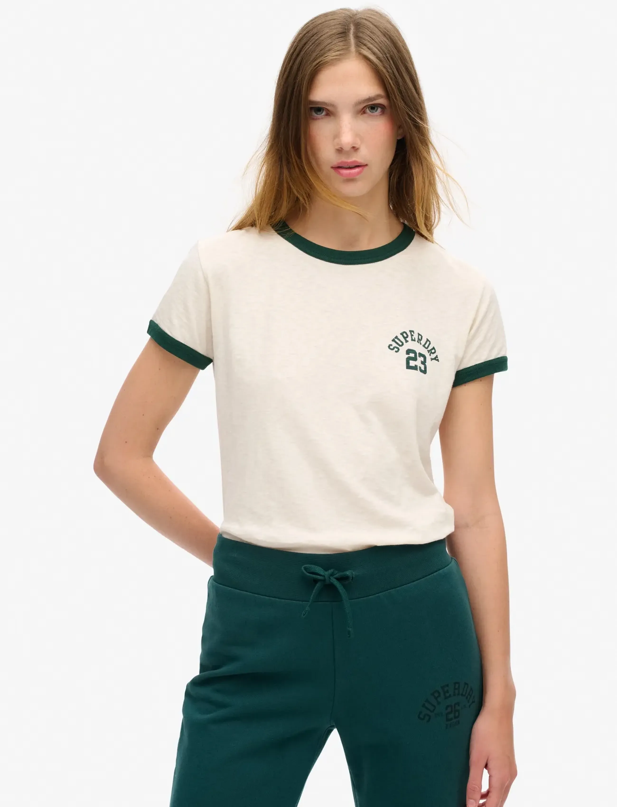 Superdry Athletic Ringer Fitted Tshirt, 38, T-shirts & Oberteile, Creme - Short-sleeved, Frauen
