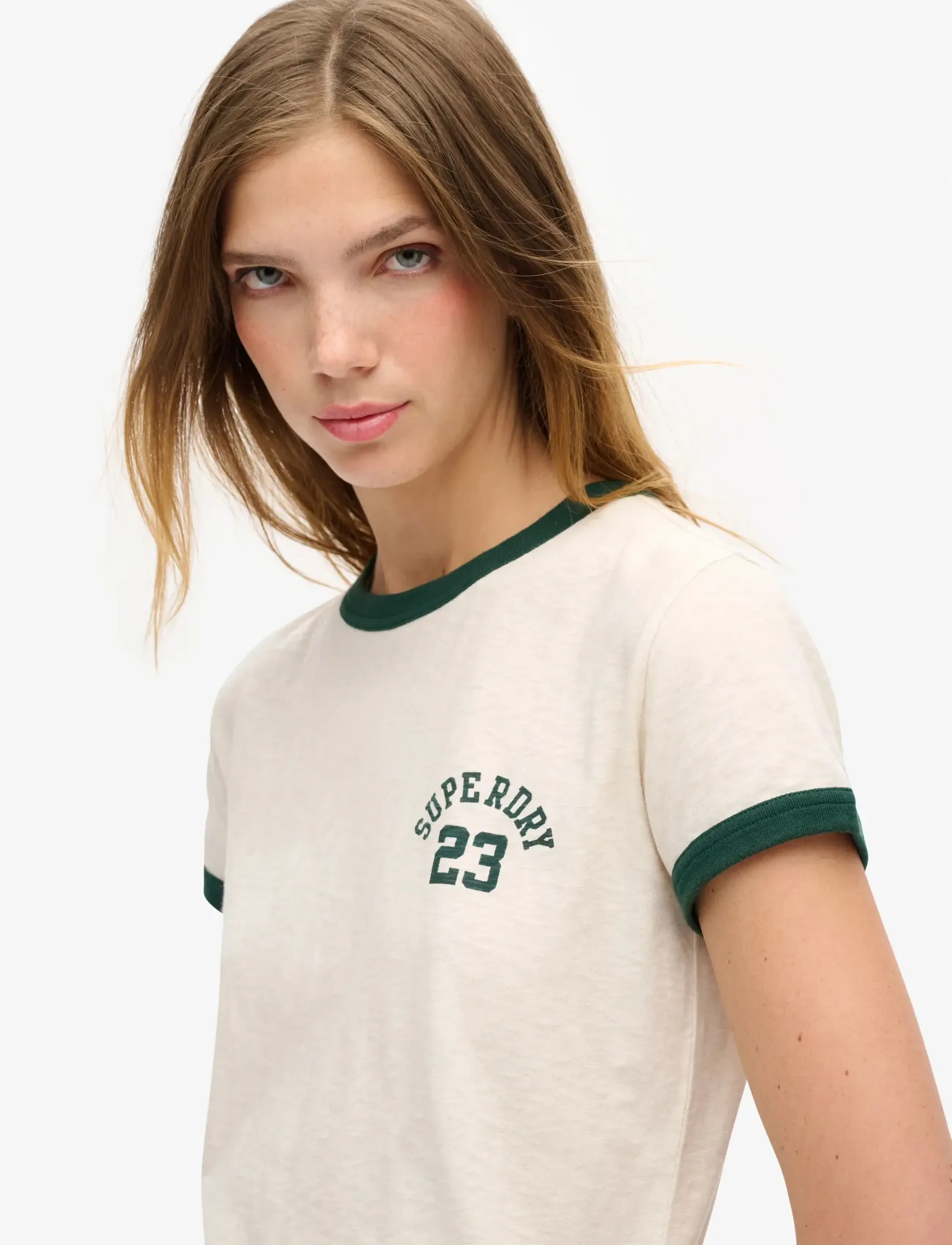 Superdry - ATHLETIC RINGER FITTED TSHIRT - madalaimad hinnad - turtledove cream slub - 2