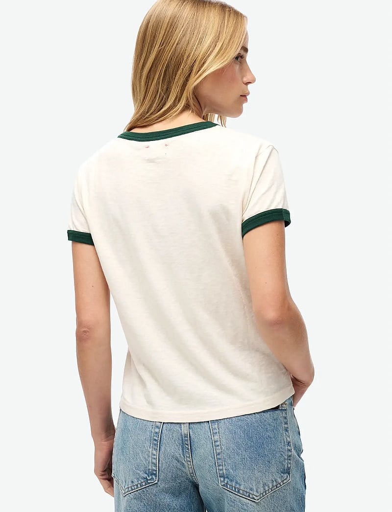 Superdry - ATHLETIC RINGER FITTED TSHIRT - t-shirts - turtledove cream slub - 3