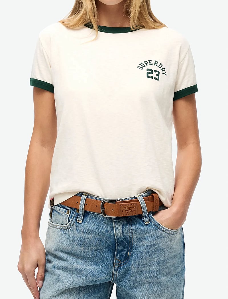 Superdry - ATHLETIC RINGER FITTED TSHIRT - t-shirts - turtledove cream slub - 5